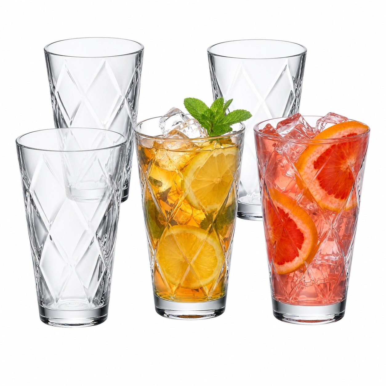 Baginizer 21 Oz Set Of 6 Shatter Proof Plastic Highball Drinking Glasses Stackable Dishwasher Safe