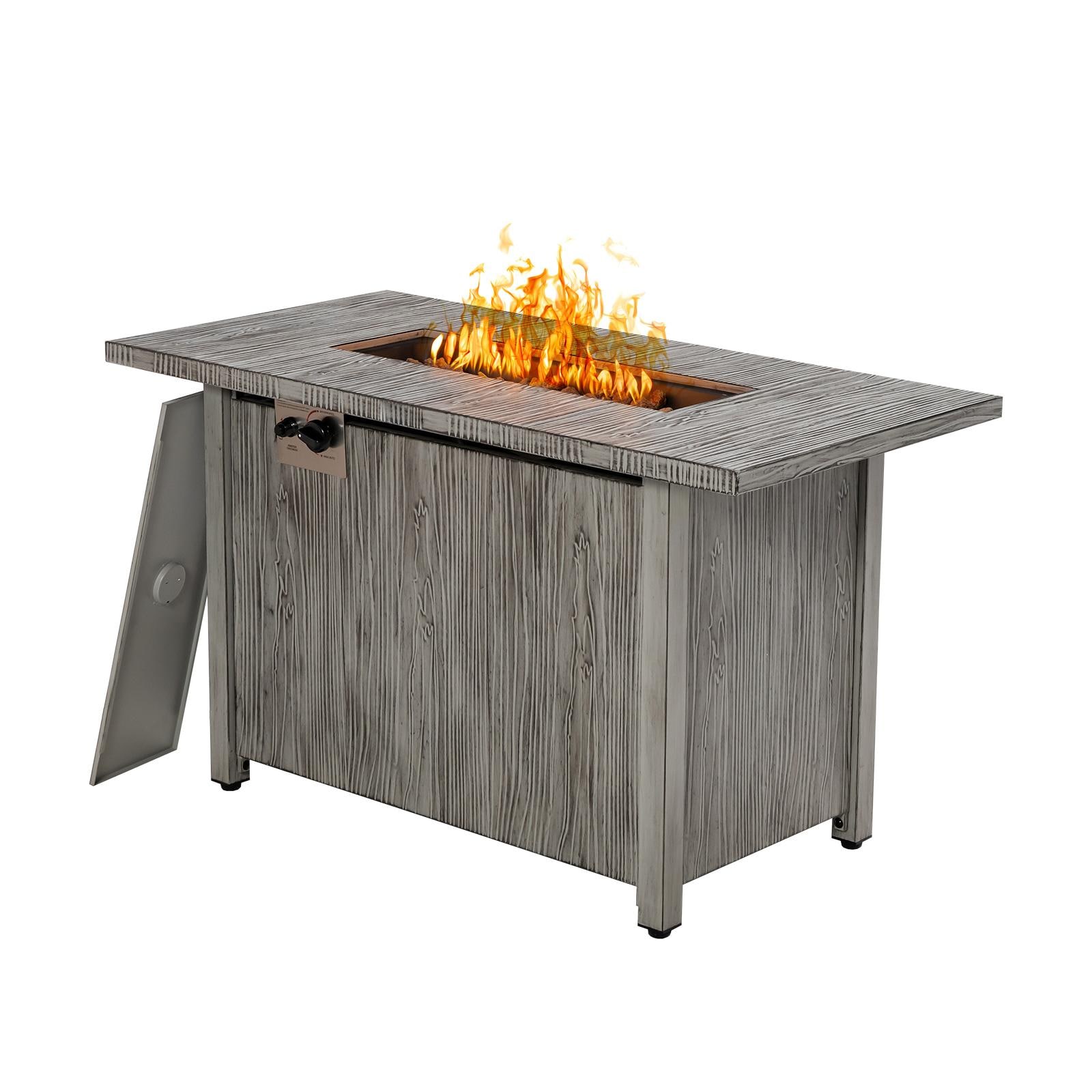 Gas Fire Pits 43-in W Gray Portable Steel Rectangle Tabletop Propane Gas Fire Pit Table | - BABOOM BOM-795GR-CO