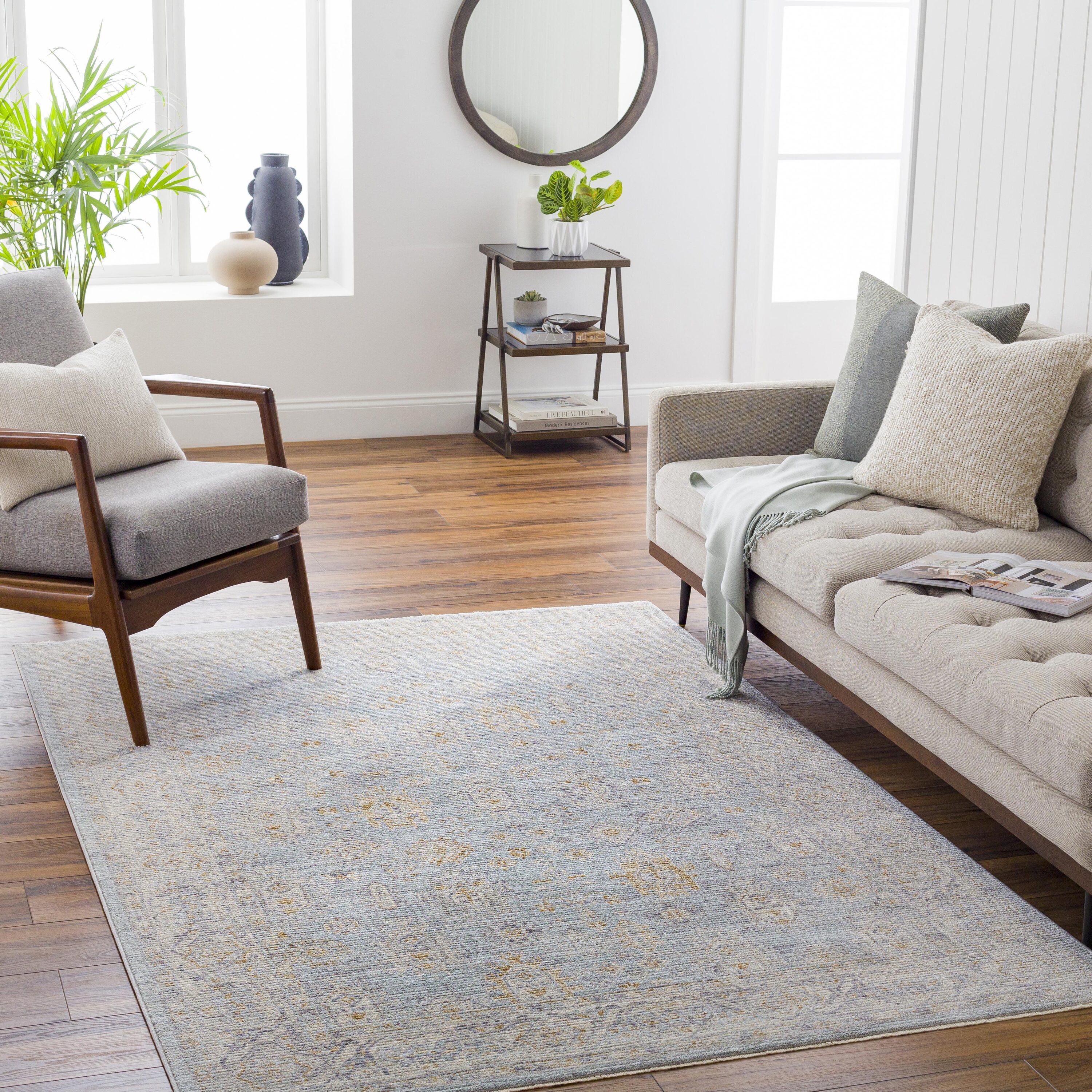 Livabliss AVT2344-23 Avant Garde 2 x 2 (ft) Loomed Polyester Pale Blue Rectangular Indoor Vintage Area rug