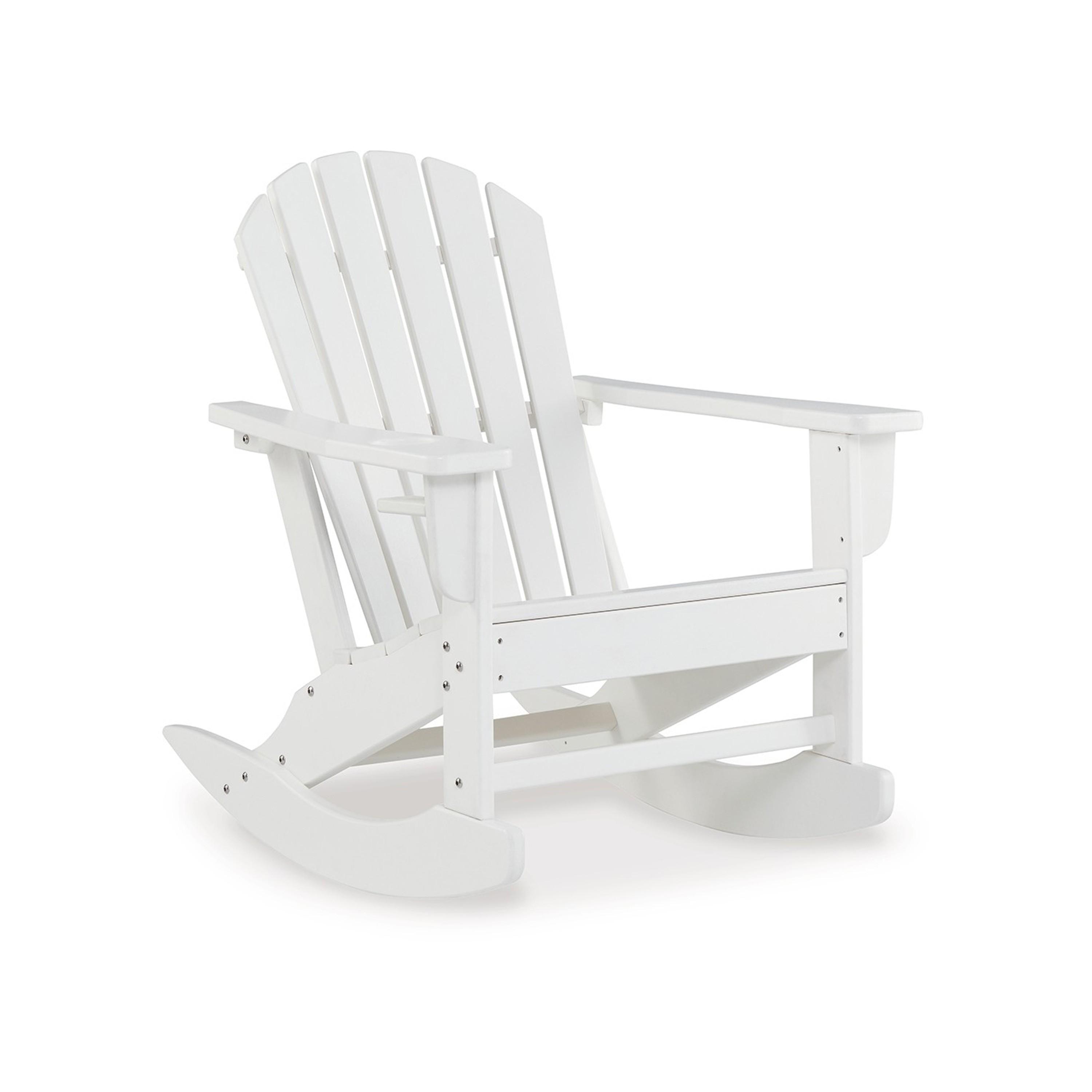 Benzara BM315949 White Rocking Chair with Slat Seat
