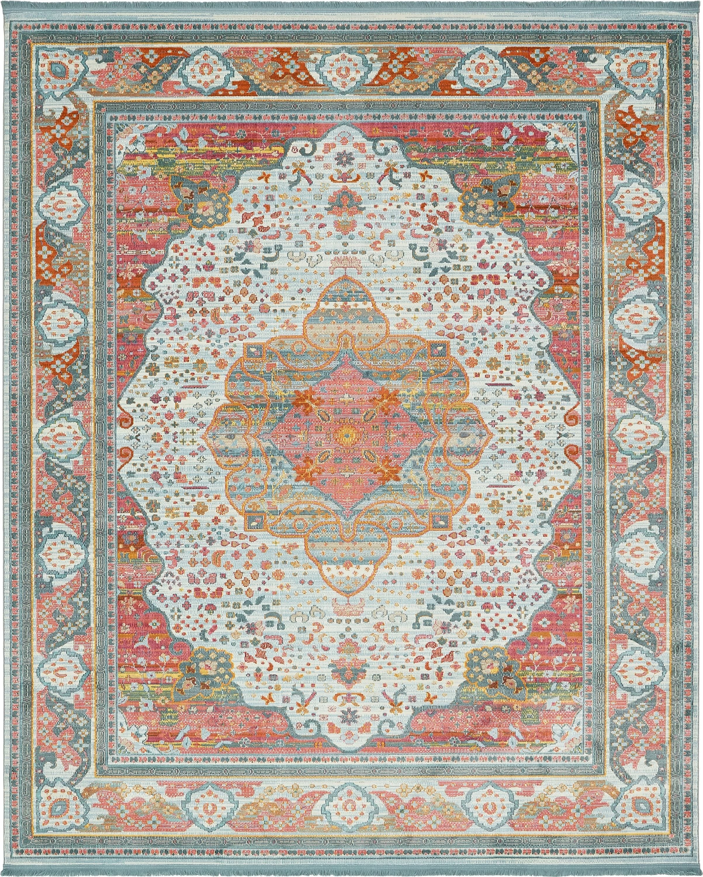 Light Blue Synthetic Washable Reversible Rectangular Area Rug