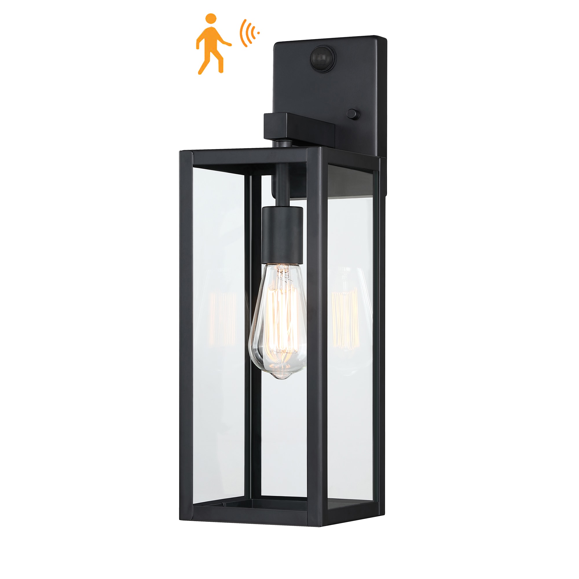 Hukoro FL17711-BK-MS Motion Sensor 1 -Light 17-in H Matte Black Hardwired Motion Sensor Outdoor Wall Light