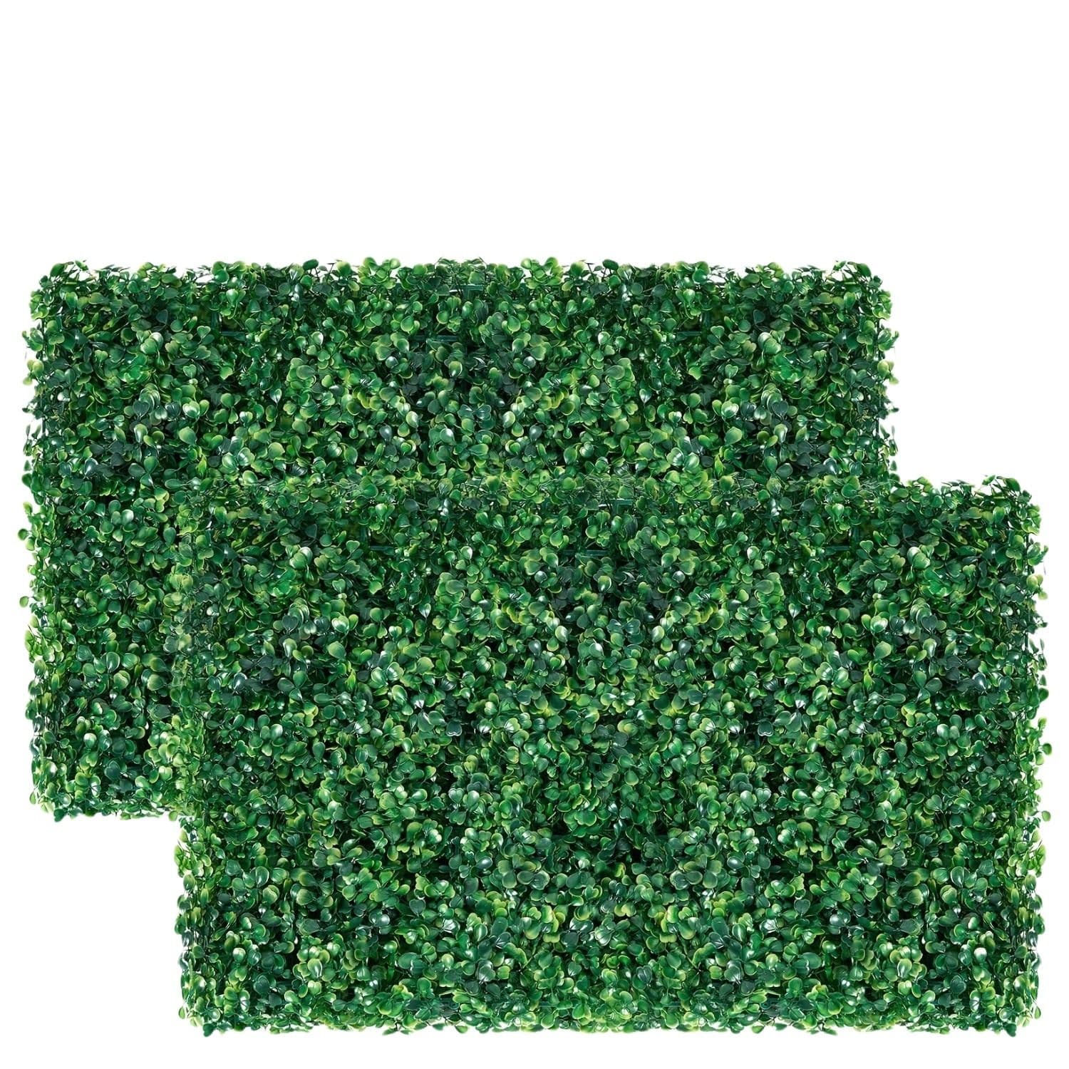 Angel Sar 12 Pack 24x16 Inch Artificial Hedge Panels with Realistic Greenery Privacy Screen Design for Outdoor Fence Garden Wall Patio Decor Indoor Backdrop