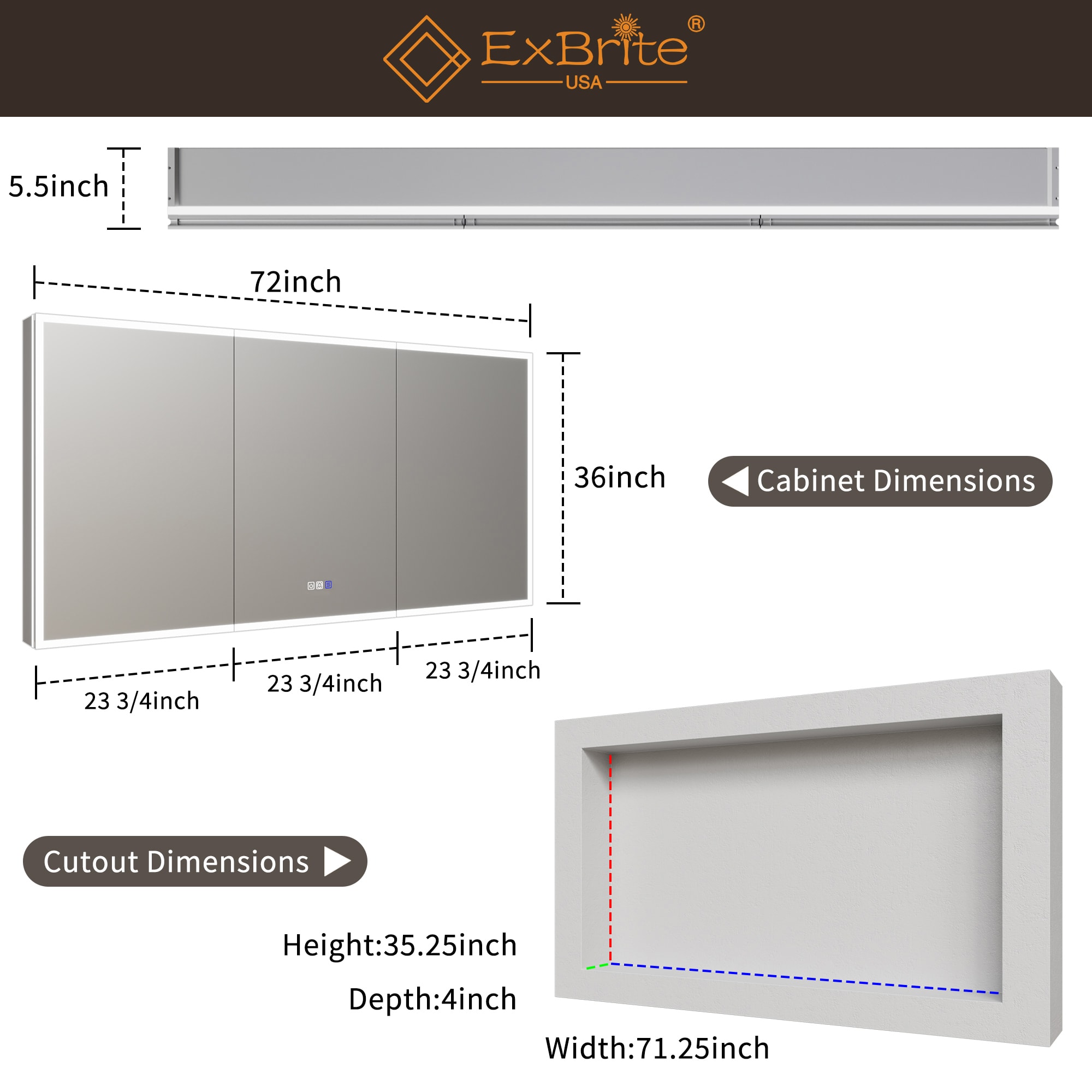 ExBrite MC7236V11QX Bathroom-Medicine-Cabinets - View #2