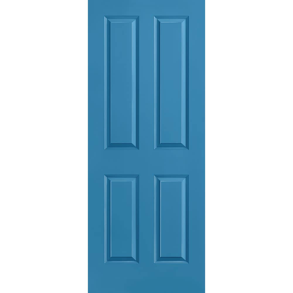 Masonite 1316436 Traditional 32-in x 80-in Blue Heron 4 panel square Smooth Solid core Prefinished Molded composite Slab Door