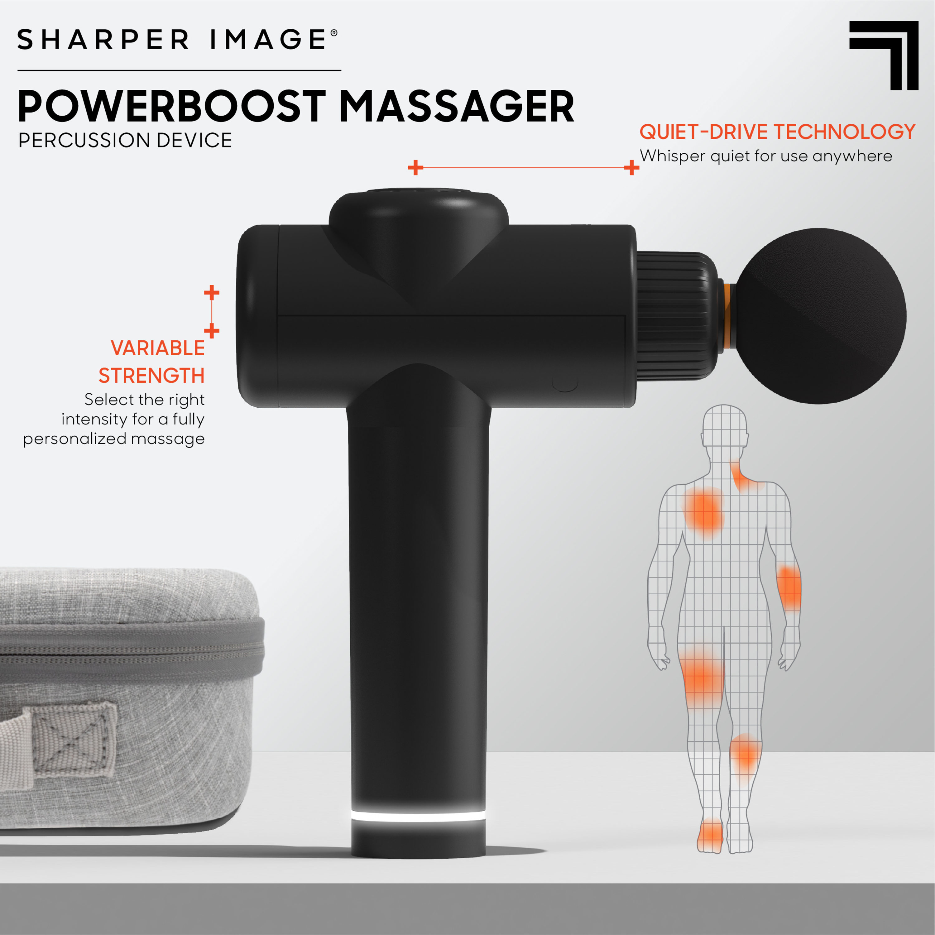 Sharper Image Powerboost Move Deep Tissue Travel Percussion Massager - Dark  Gray : Target