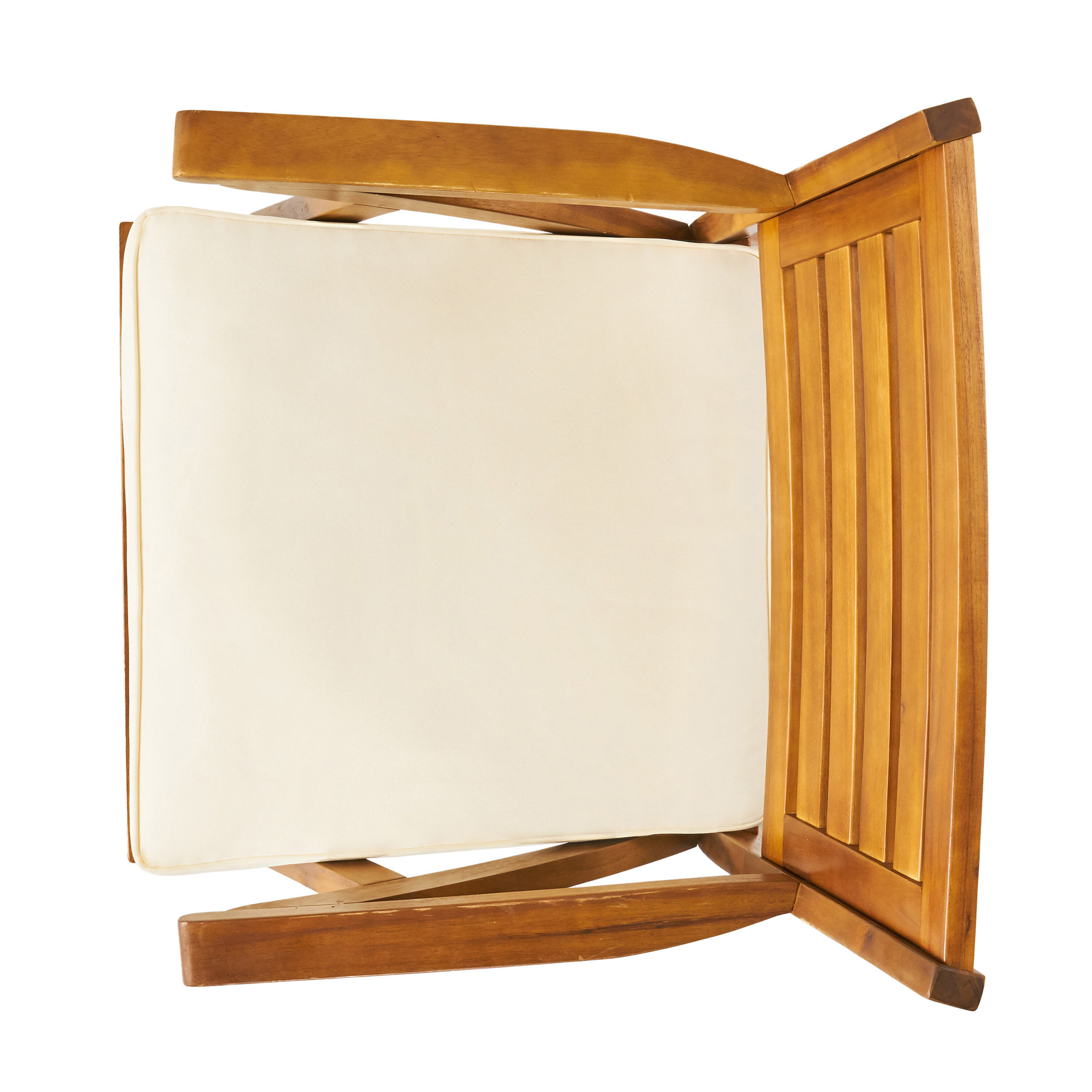 Teak and Cream Acacia Wood 3-Piece Outdoor Bistro Set