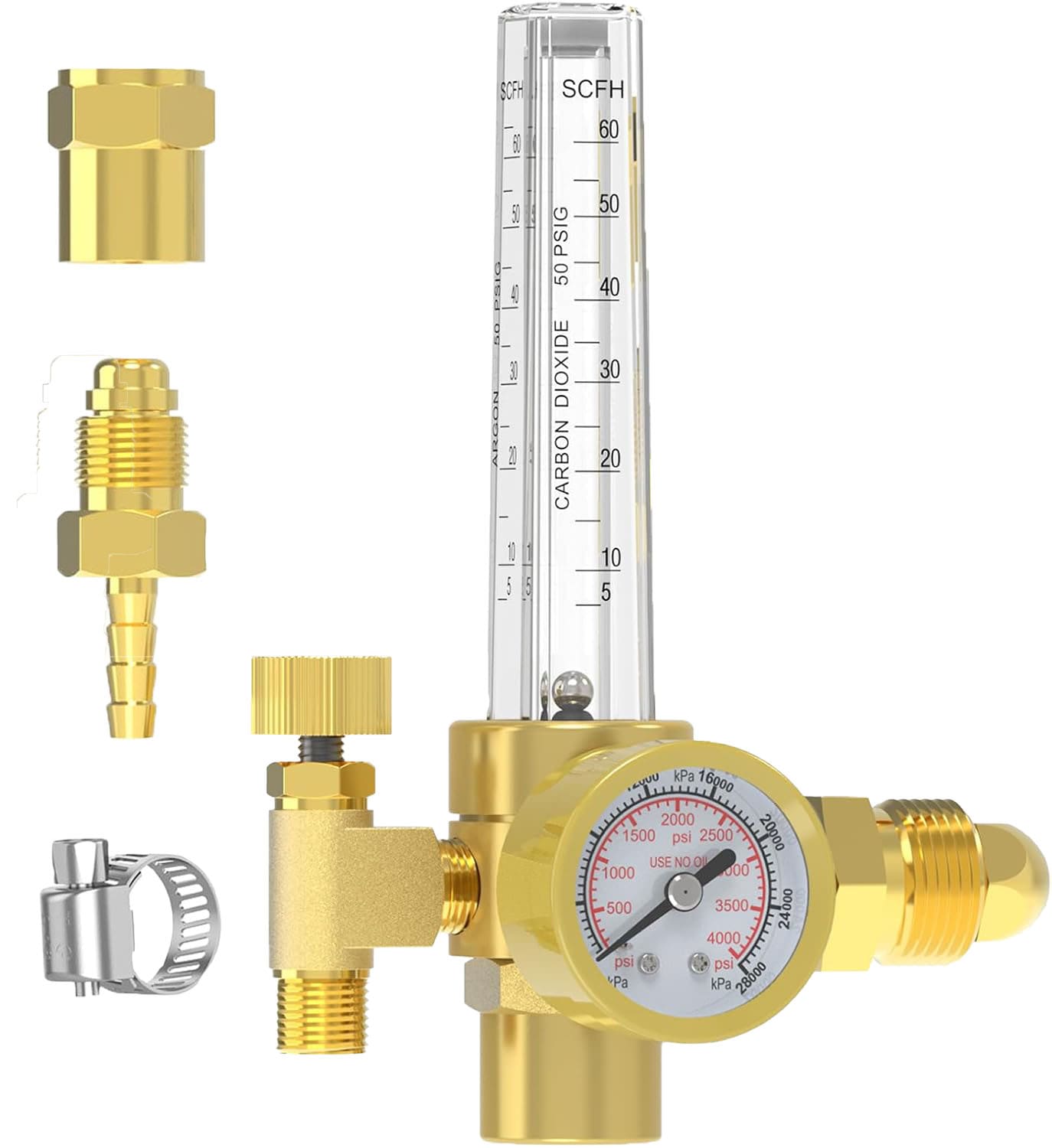 Etokfoks Argon CO2 MIG TIG Flow Meter Gas Regulator Gauge CGA 580 Inlet 0 60 CFH 0 4000 PSI #LETVVTQI5