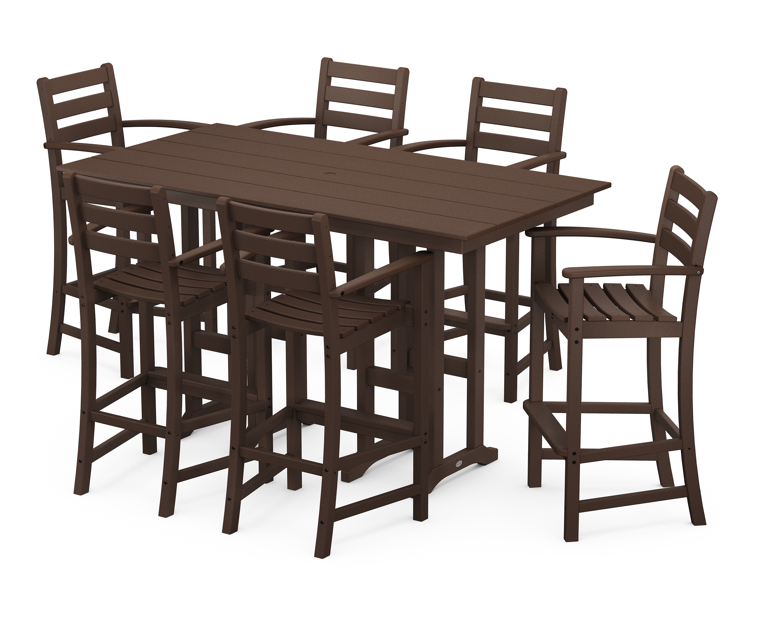 Trex Outdoor Furniture TXS743-1-VL Monterey Bay 7 -Piece Vintage Lantern Bar Height Patio Dining Set Plastic Rectangle Table with 6 Stationary Chairs