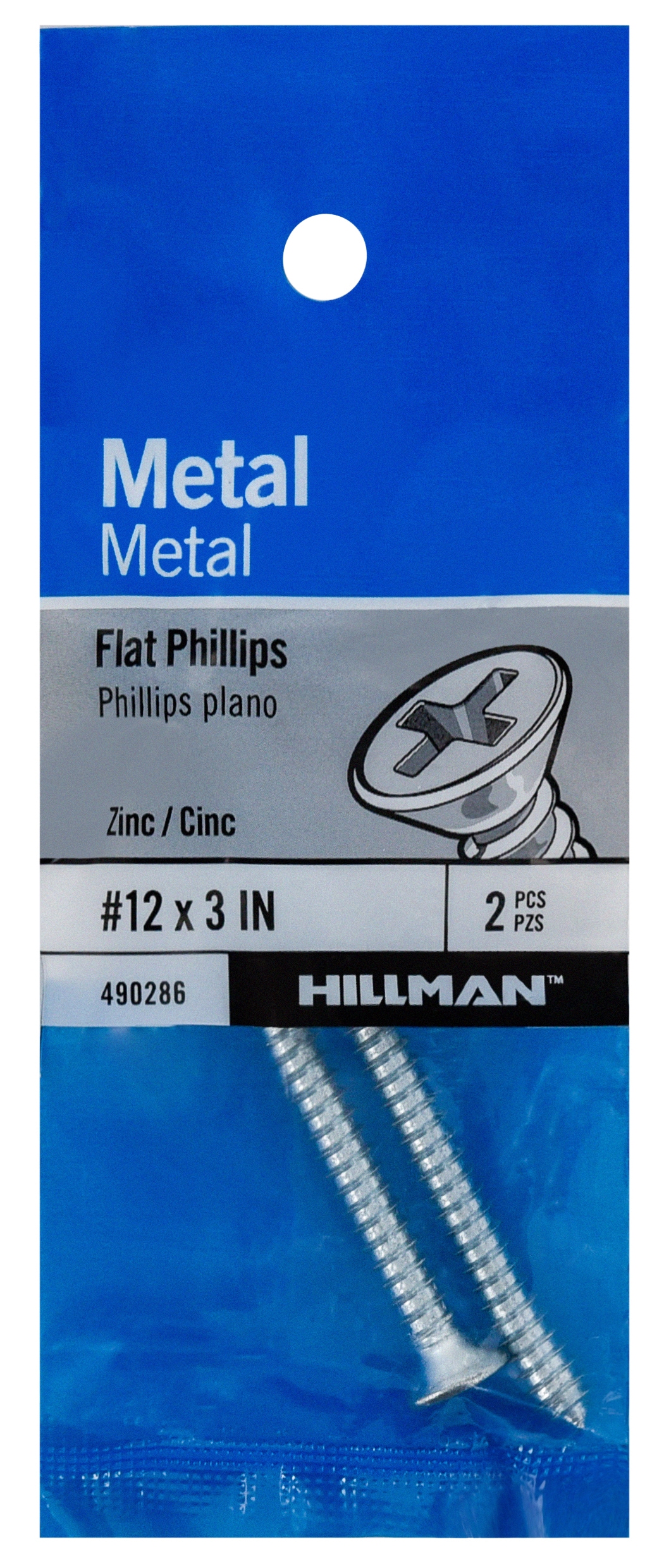 Hillman 490286 #12 x 3-in Phillips -Drive Standard Sheet Metal Screws 2 -Count