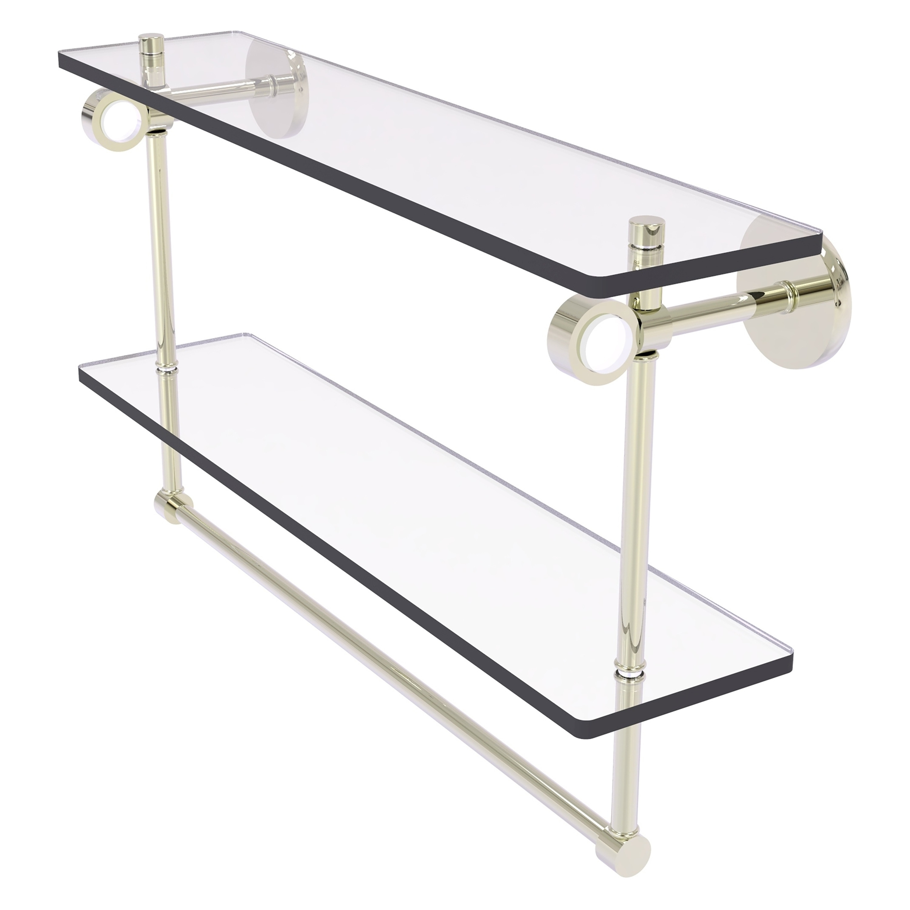 Allied Brass CV-2TB-22-PNI Clearview Polished Nickel 2 -Tier Wall mount Bathroom Shelf ( 22-in x 12.8-in x 5-in )