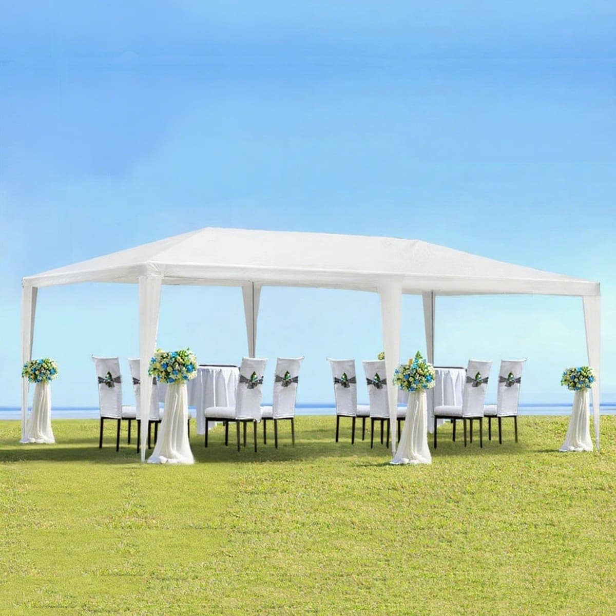 Vynxaria 9.8-ft x 19.6-ft White Outdoor Pop-Up Gazebo with Steel Frame