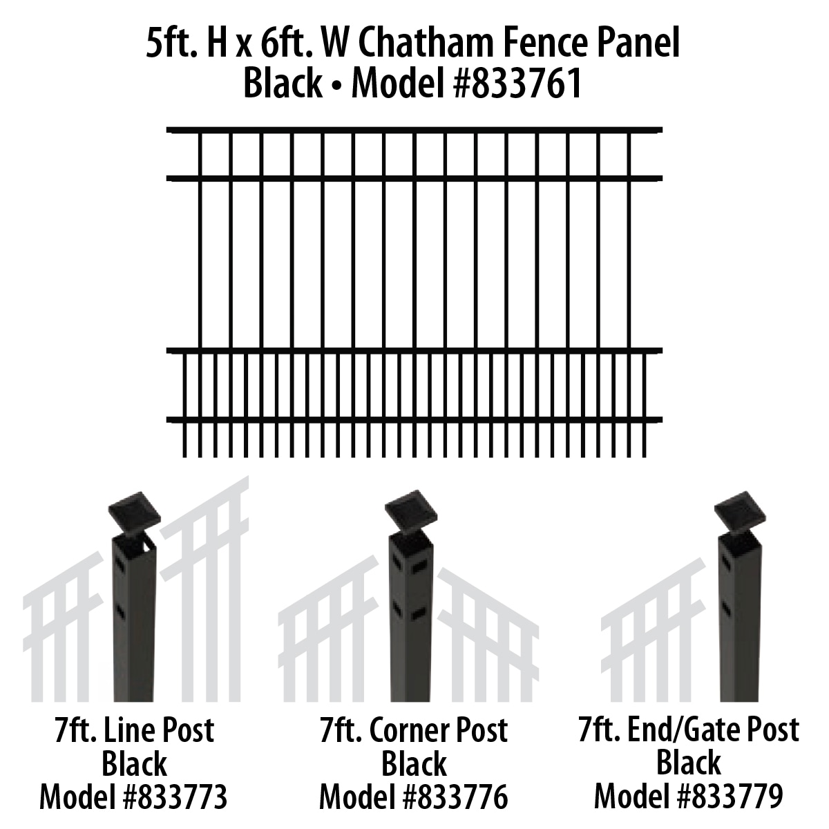 Ironcraft Chatham 5-ft H X 6-ft W Black Powder-coated Aluminum Yard ...