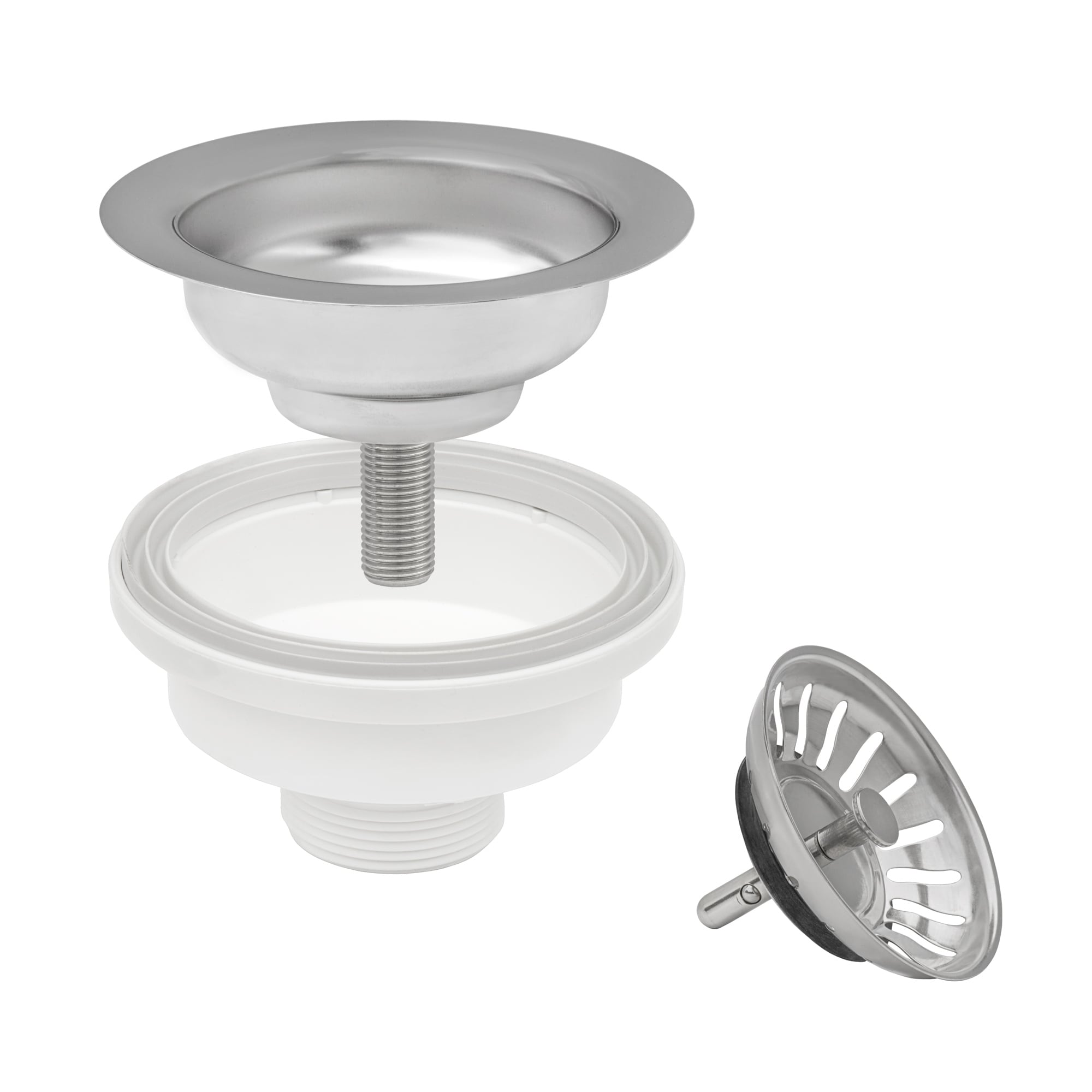 Stainless Steel and PVC Kitchen Sink Basket Strainer Drain Assembly