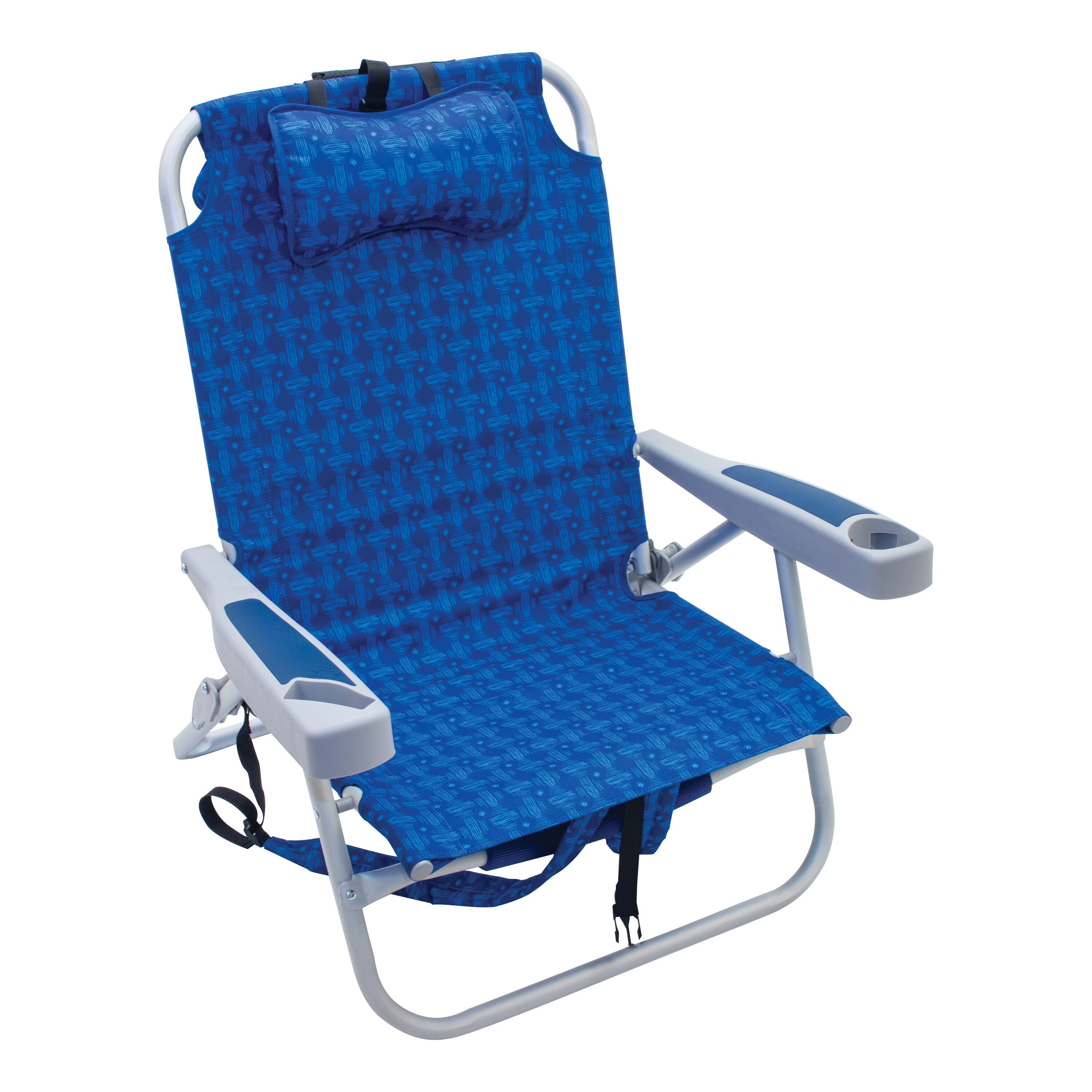 RIO Brands Polyester Blue Folding Beach Chair (Carrying Strap