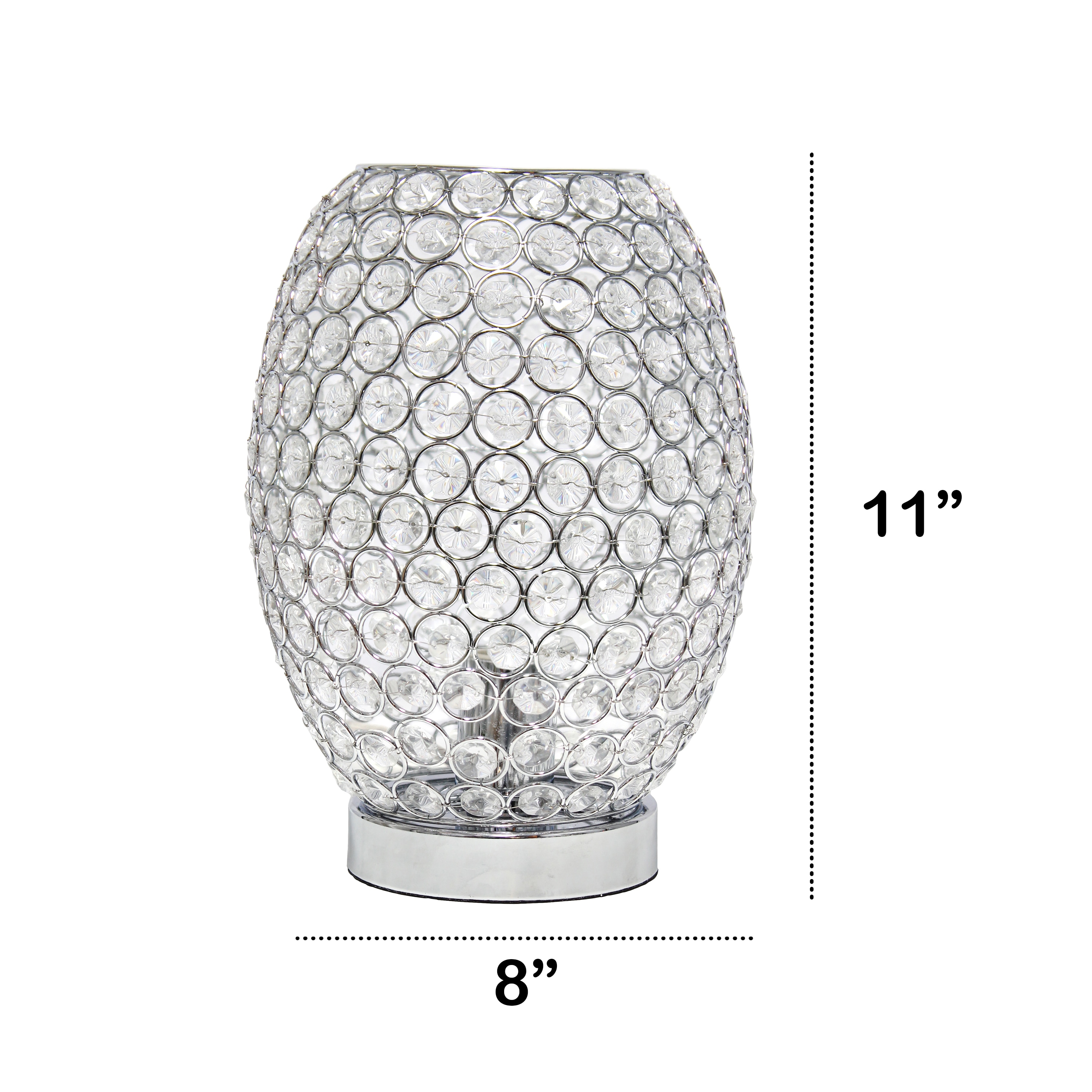 11" Silver Crystal Round Vase Table Lamp with Chrome Base