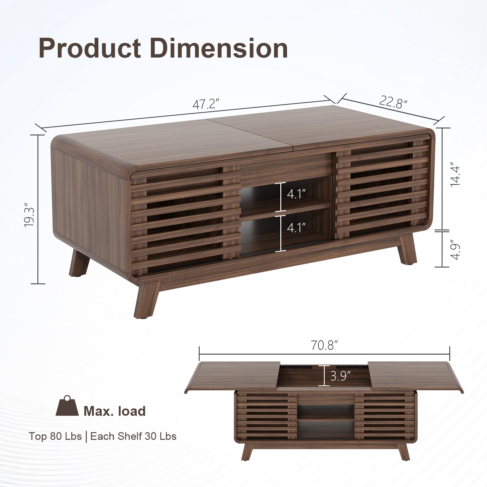 Pocassy GREATANTS-SNBS072WW Coffee-Tables - View #3