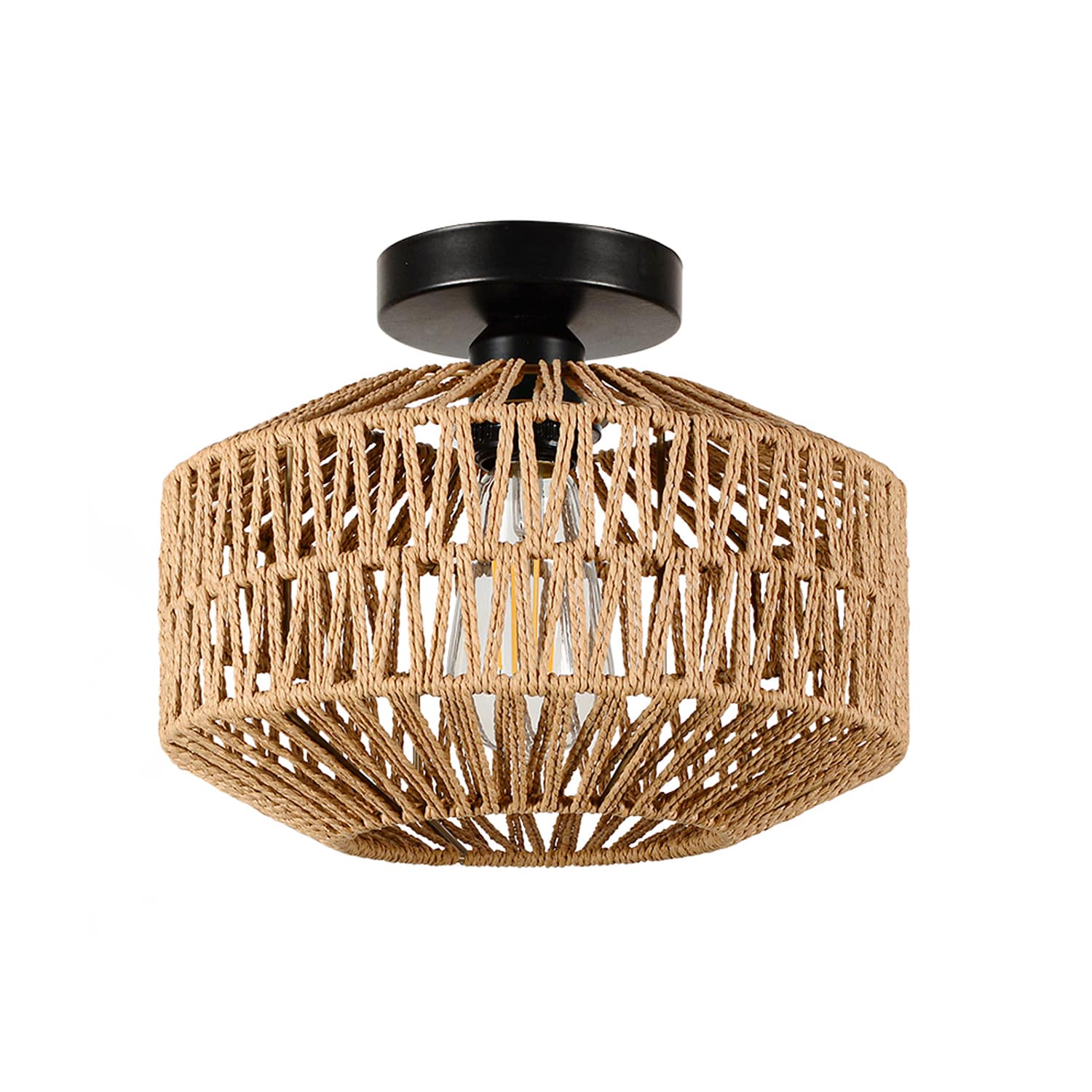 SINOFURN SYB490011BN 1 -Light 11.8-in Brown Flush Mount Light