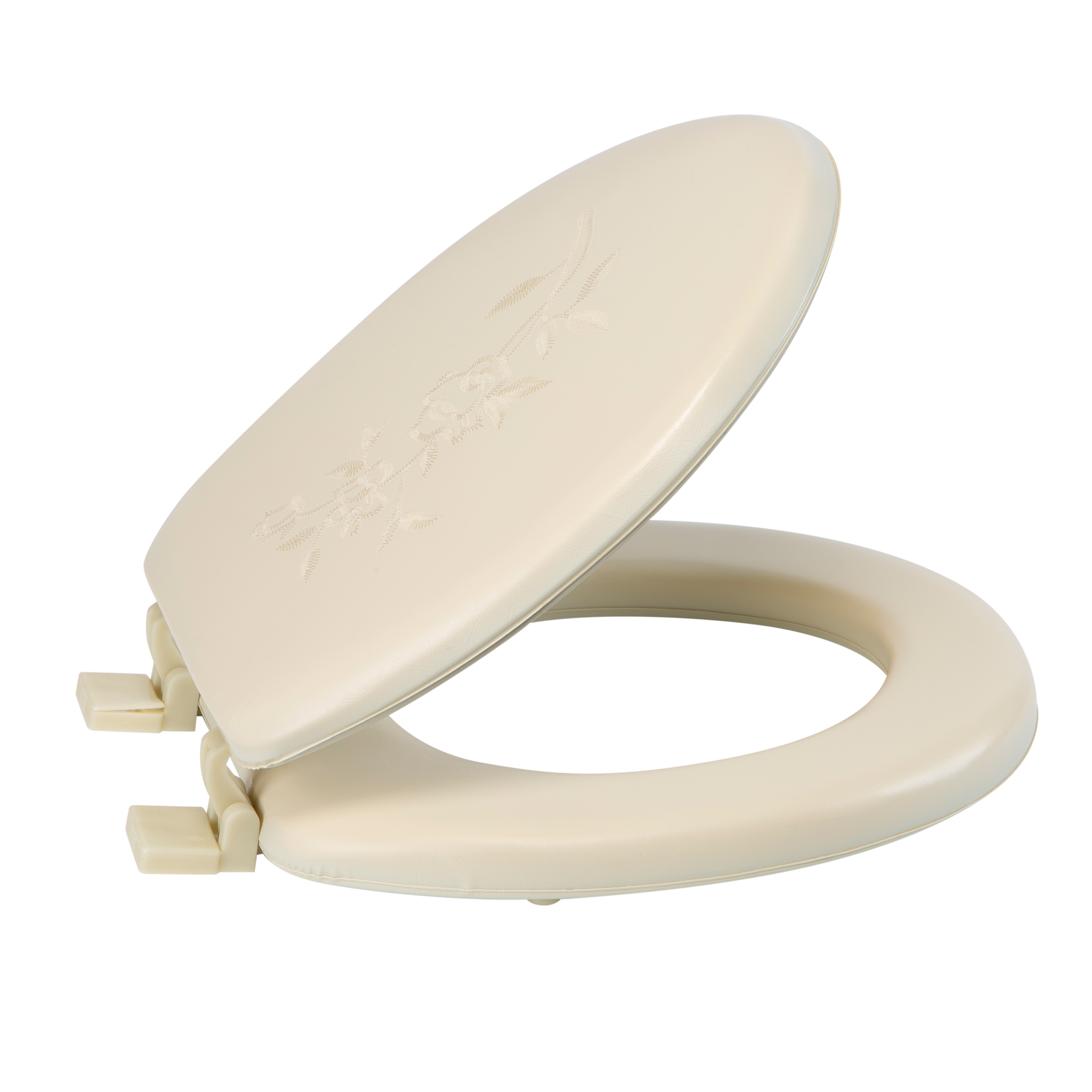 Bath Bliss Plastic Beige Round Padded Toilet Seat in the Toilet Seats  department at