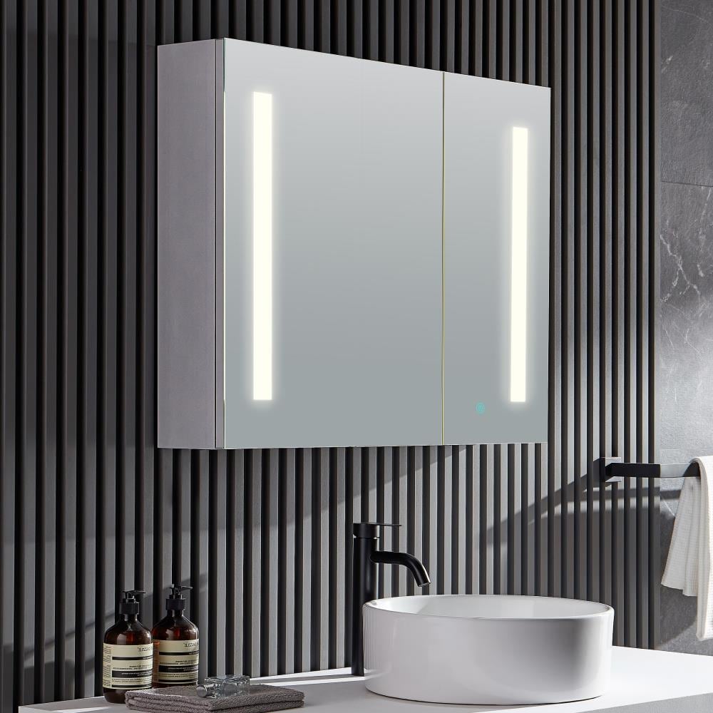 Anzzi 32 In X 28 Lighted Led Fog, Fog Free Bathroom Mirror Cabinet