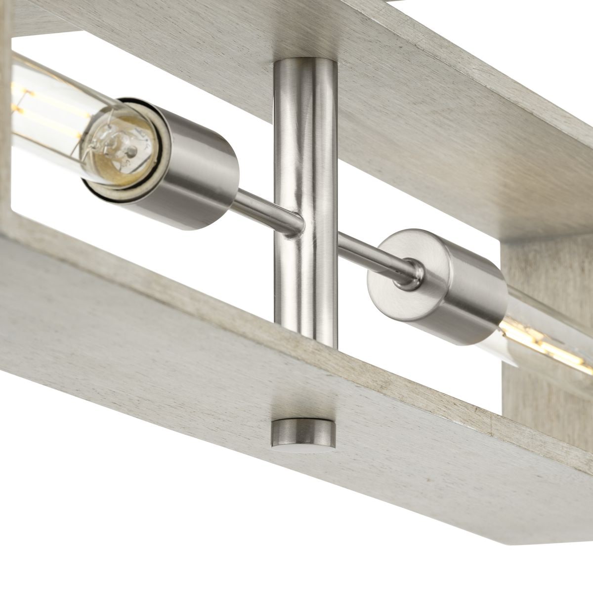 Boundary 4-Light Brushed Nickel and Oak Geometric Chandelier