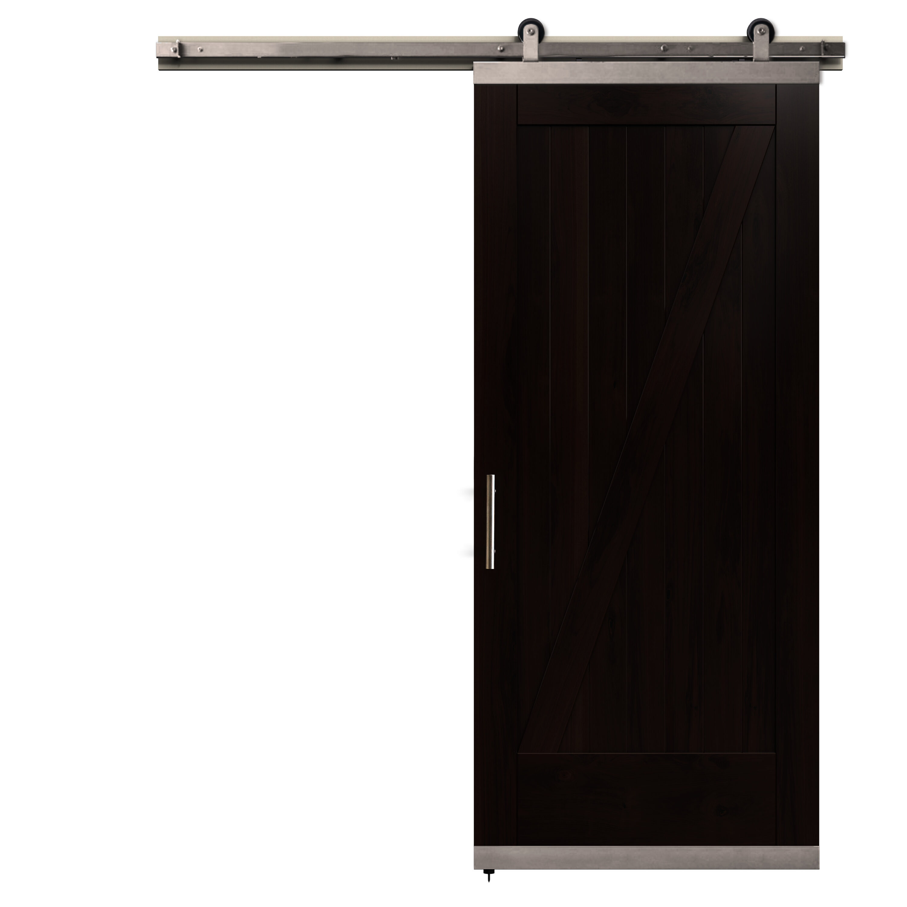 JELD-WEN LOWOLJW248800127 36-in x 80-in Chocolate Z-frame Walnut Wood Solid core Single Barn Door (Hardware Included)