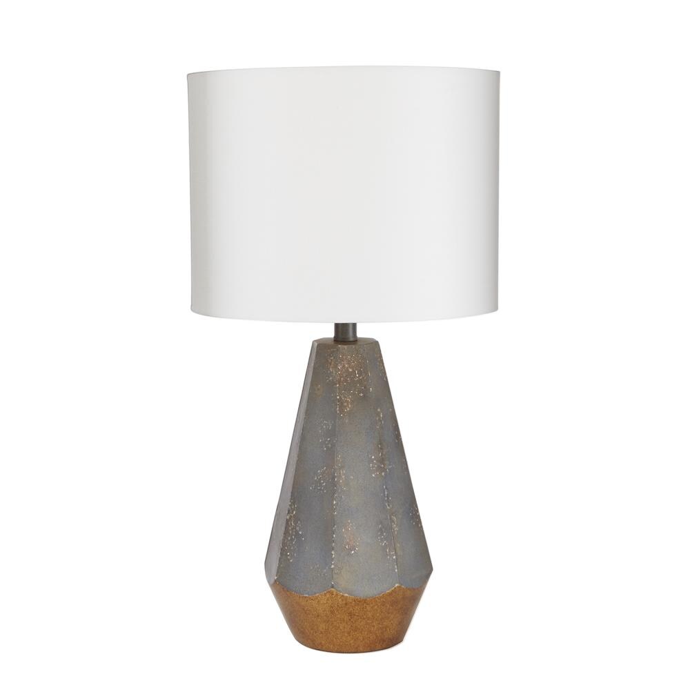Cheyenne Products CPLT1527 25-in Gold and Grey Rotary Socket Table Lamp with Fabric Shade