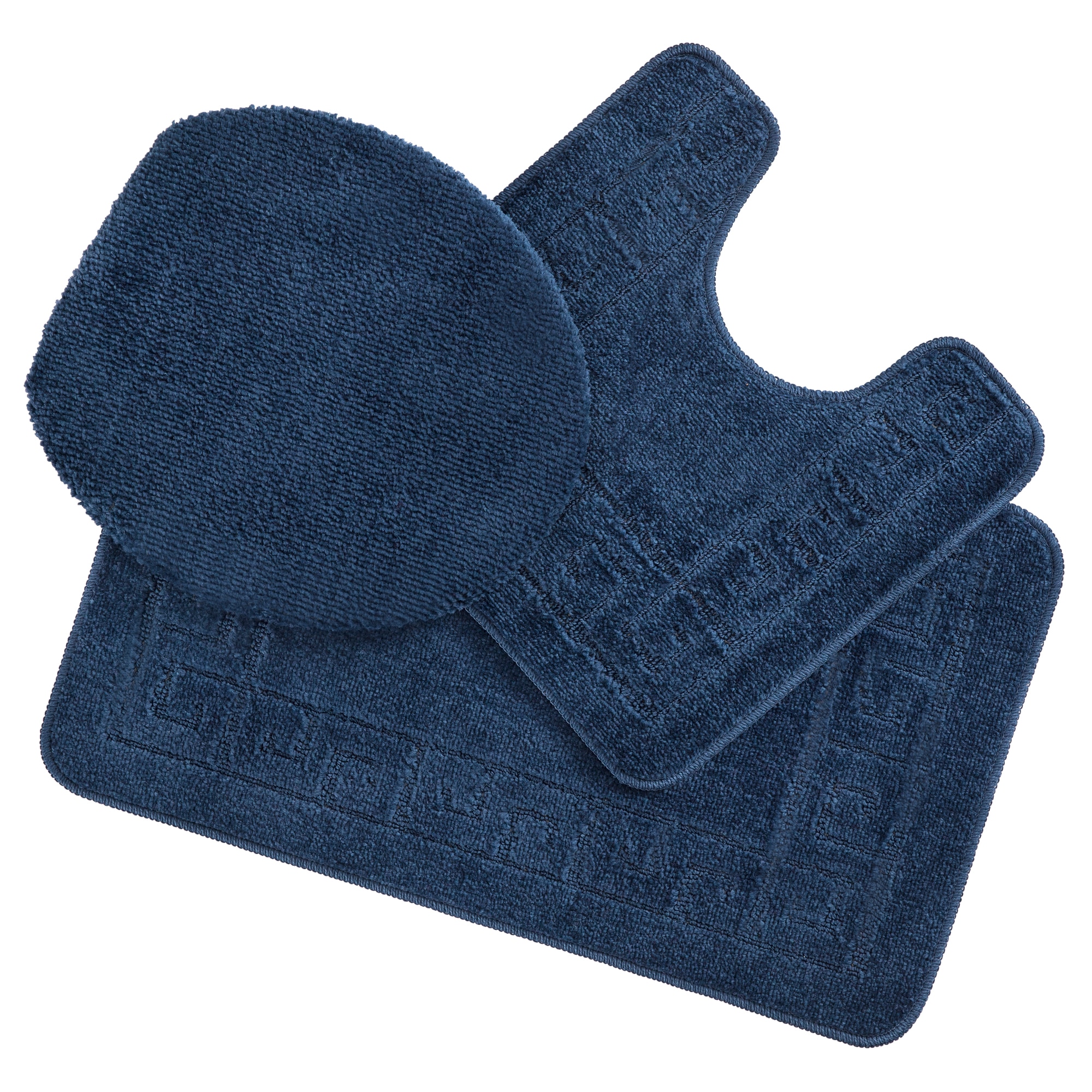 Ottomanson CATHY4006-3PCS Cathy 18-Inches x 30-Inches Navy Polypropylene Bath mat set
