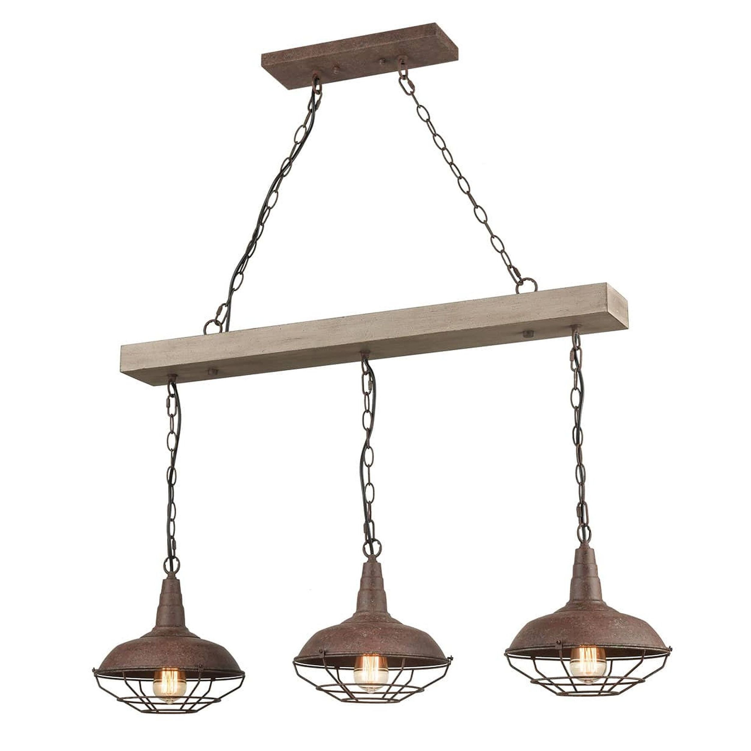 Claxy TJ-T5195-3DU-TX Rustic/Industrial 3 -Light Distressed Brown Farmhouse For Use in Bathrooms, Bedrooms, Dining Rooms, Foyers, Kitchens, Living Rooms Chandelier