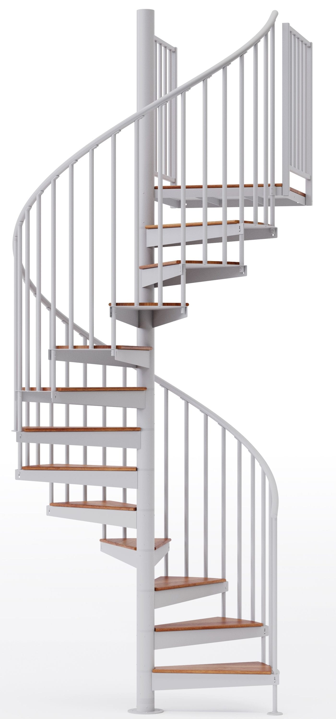 Mylen Stairs EP60W13W104 Condor 60-in x 14.92-ft 2 Platform Rails White Spiral Staircase Kit , Fits Height: 119-in to 133-in (13 treads) ( 13 Treads )