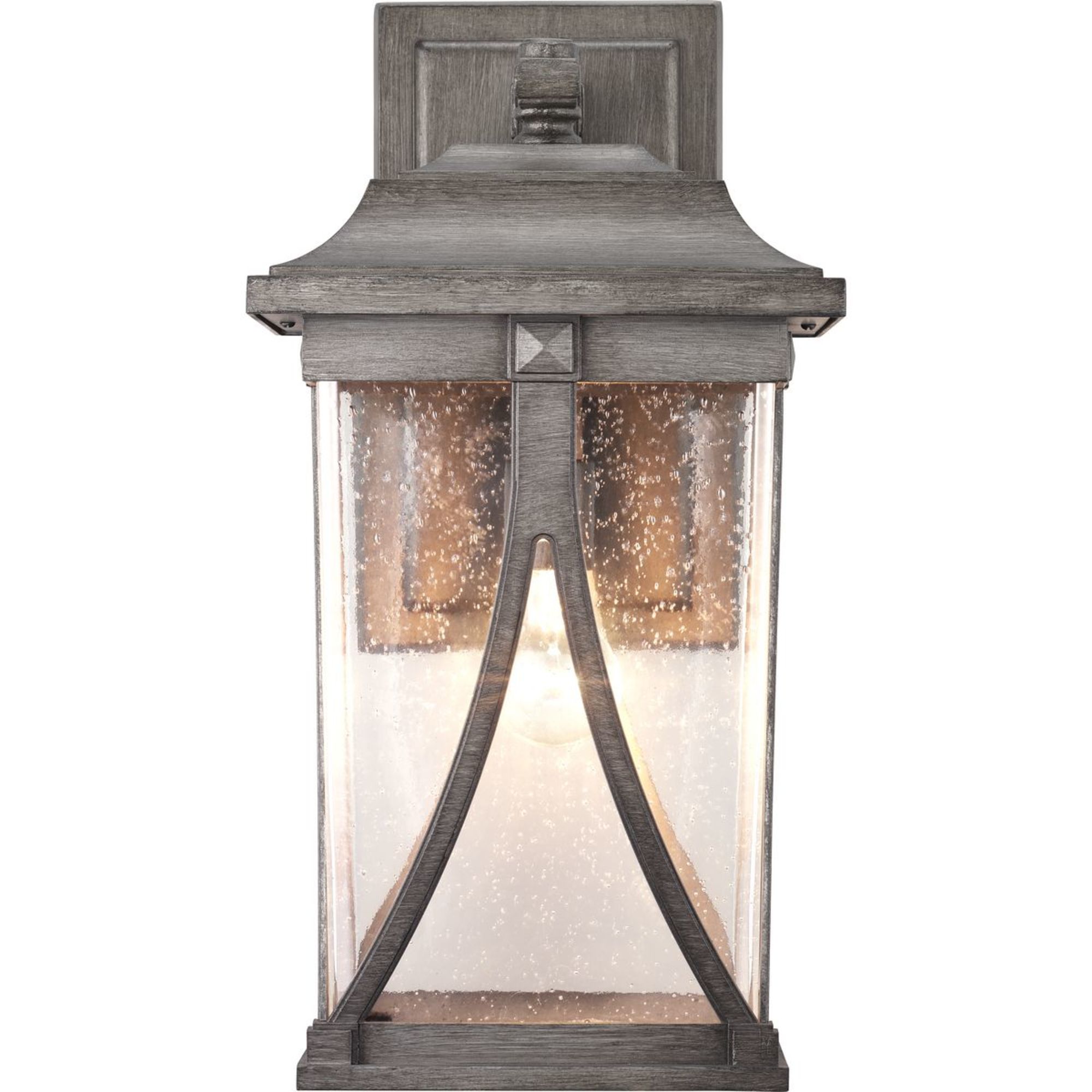 Abbott Collection Pewter 20'' Outdoor Wall Lantern with Seeded Glass
