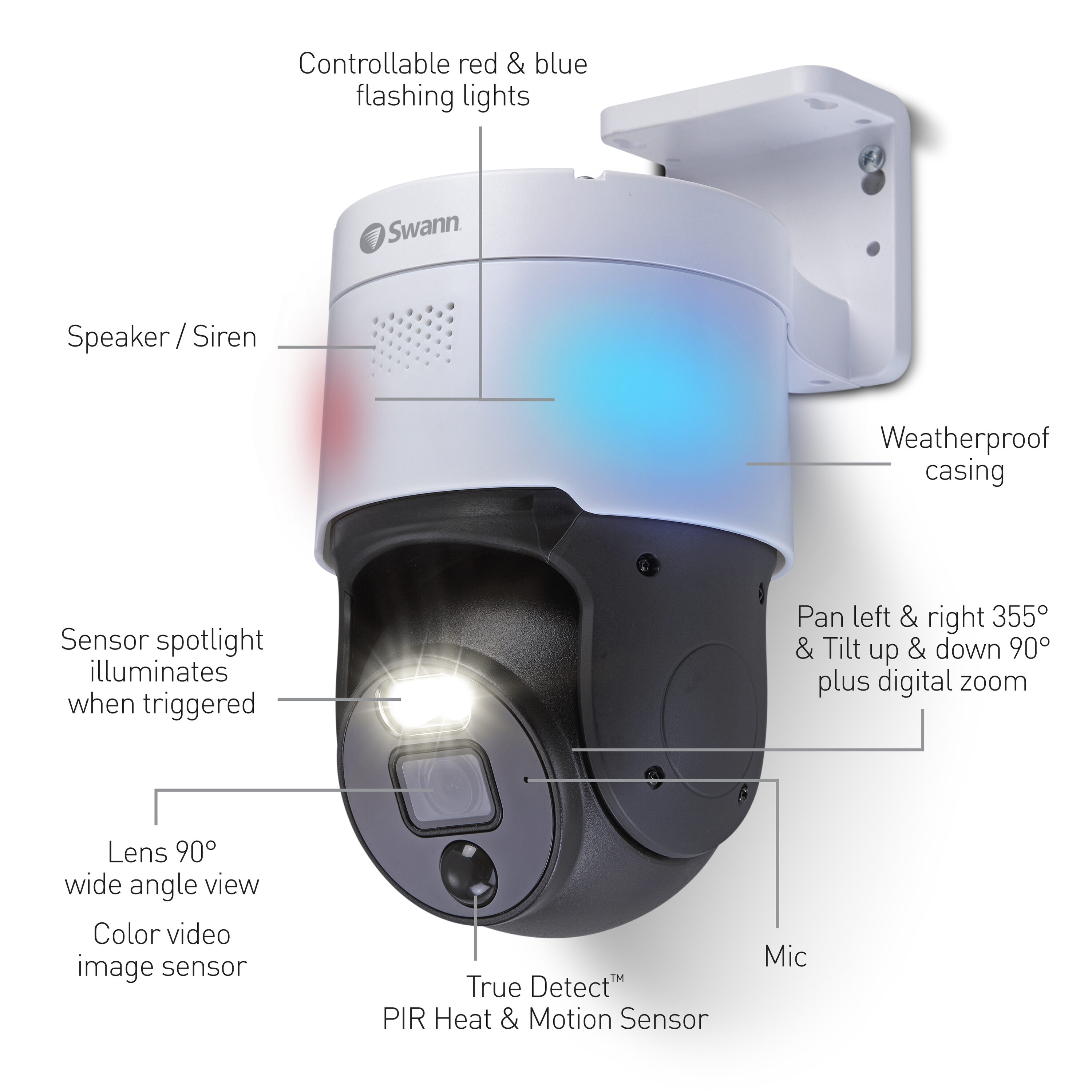 Swann 4K Pan-Tilt Add-On Camera Indoor/Outdoor 1-Camera 4K Hardwired Pan  and Tilt Security Camera System at Lowes.com