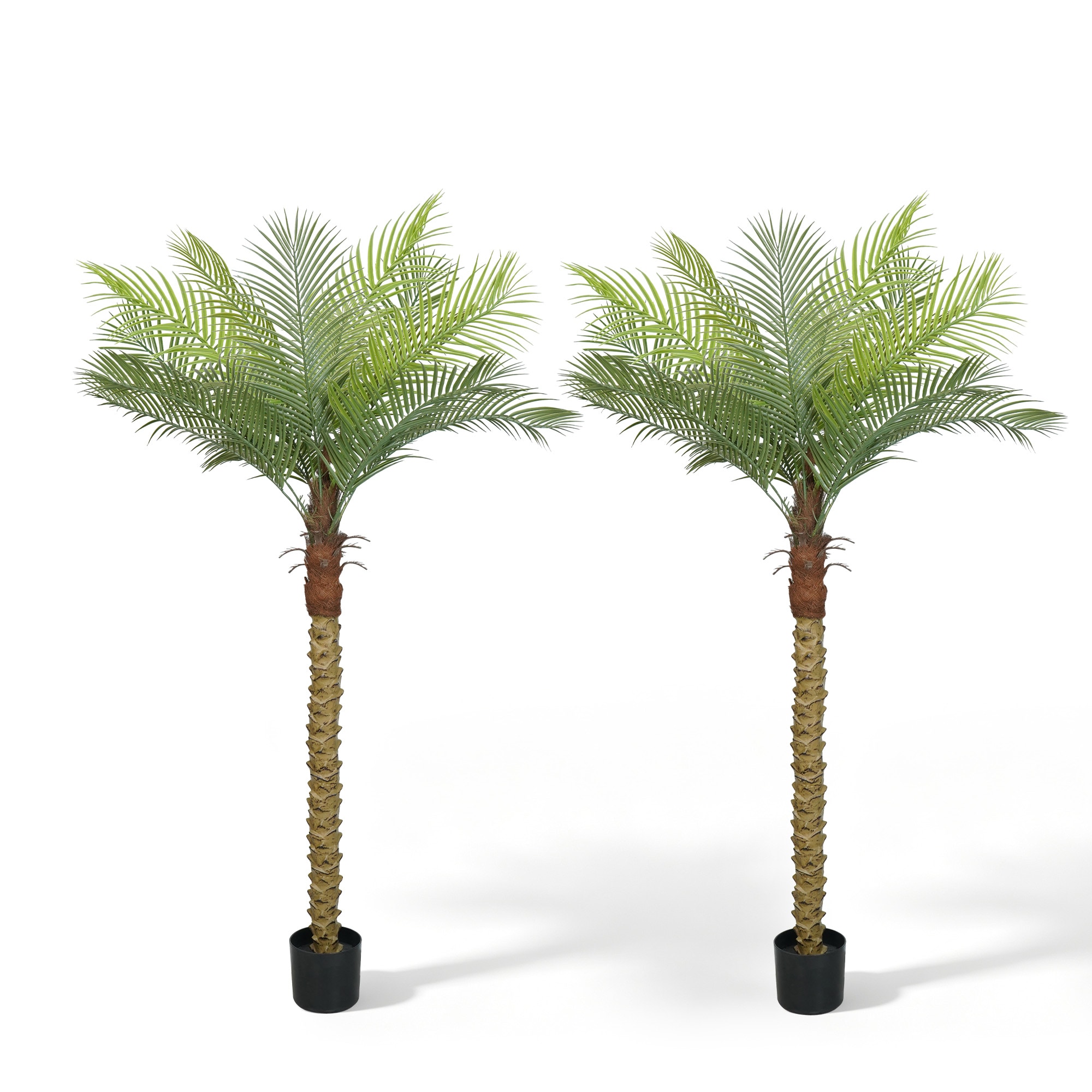 Vitalismo - 73-in Green Indoor/Outdoor Floor Palm Artificial Tree in Black Pot 2 Sets Tall Realis...