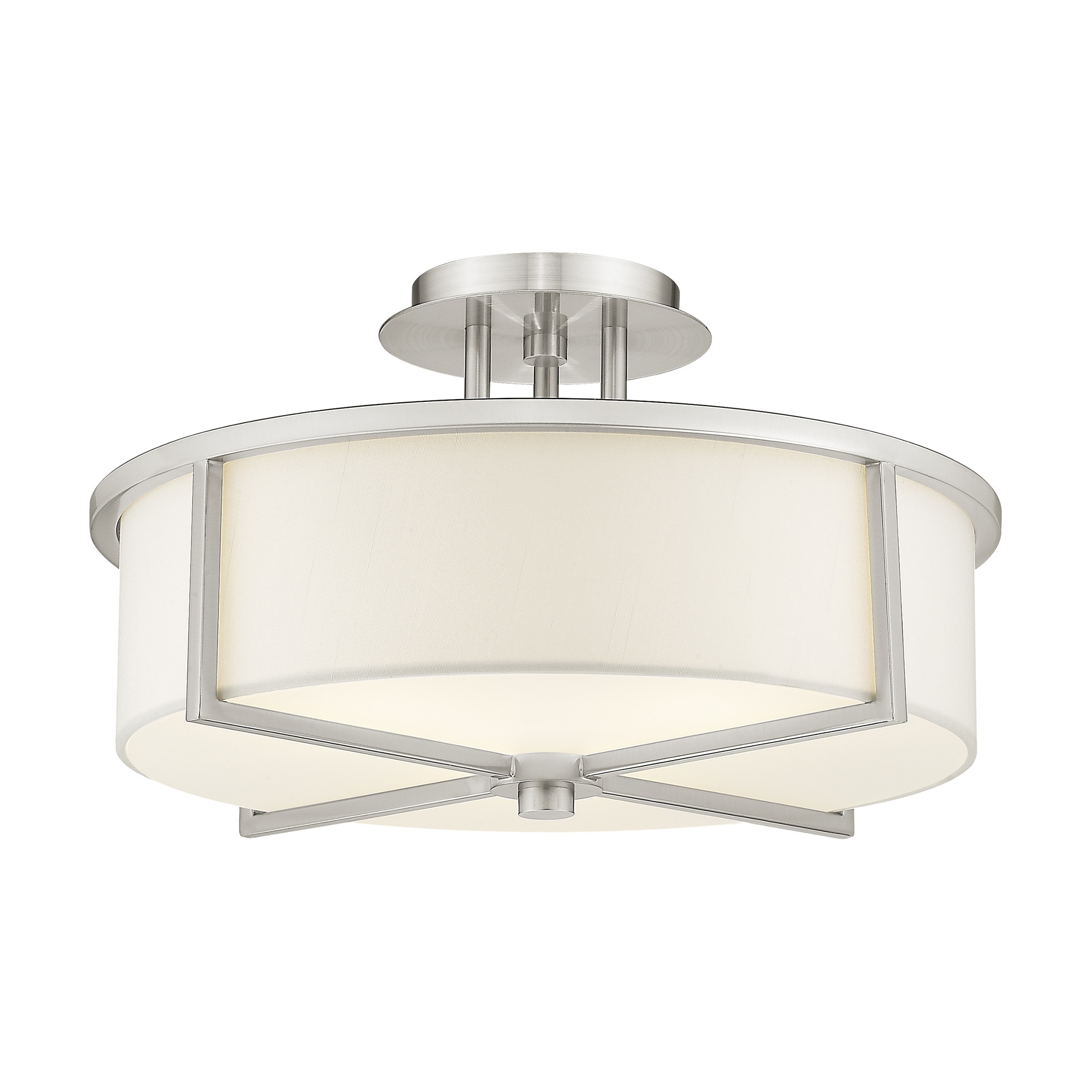 Livex Lighting 51074-91 Wesley 1 -Light 16-in Brushed Nickel Semi Flush Mount Light