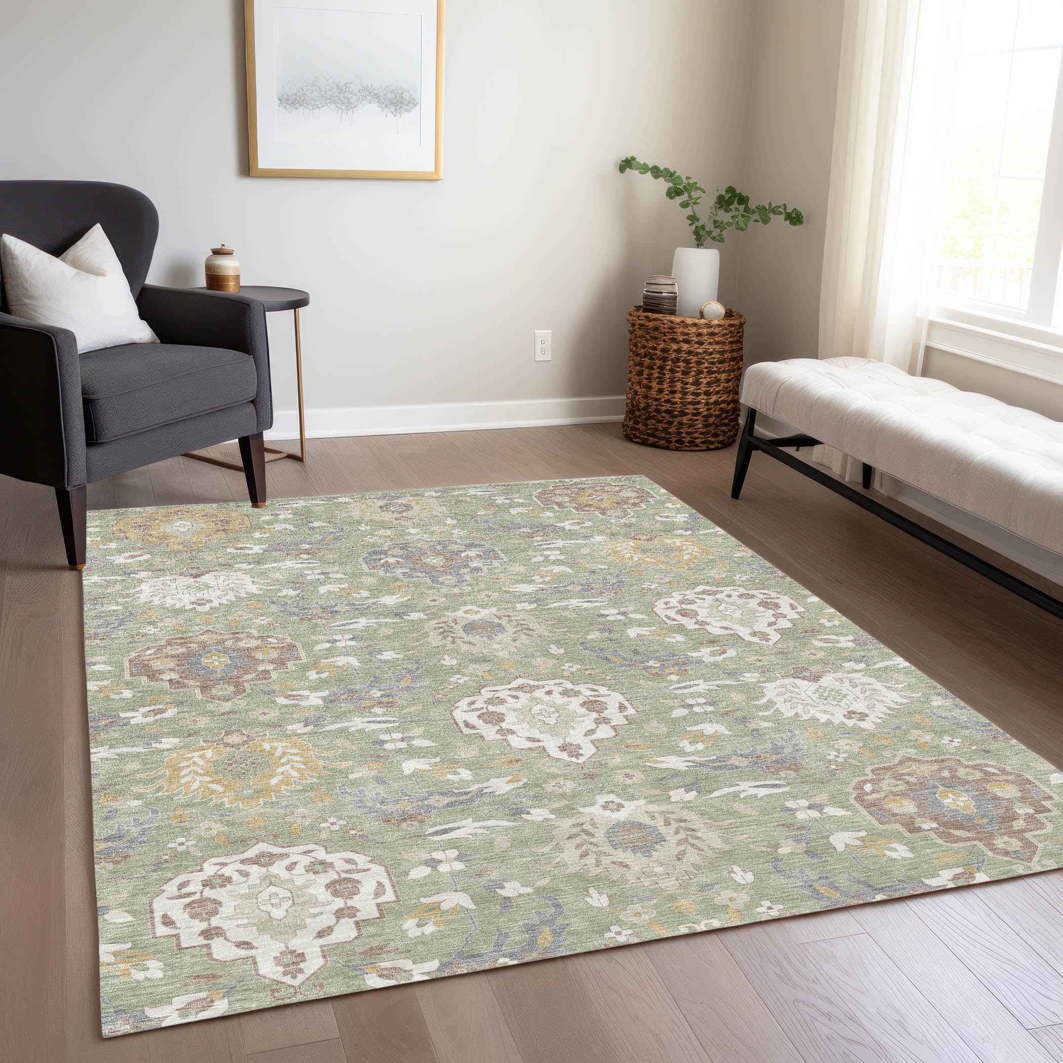 Addison Rugs ACN1026AL8X10 Chantille ACN1026AL 8 x 10 (ft) Polyester Aloe Rectangular Indoor/Outdoor Geometric Machine washable Area rug