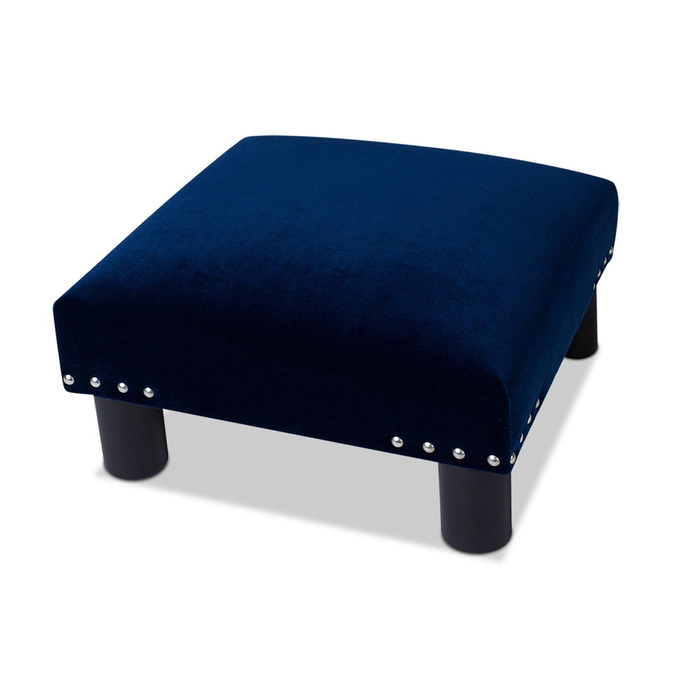 Jennifer Taylor Home 66000-859 Jules Midcentury Navy Blue Velvet Ottoman