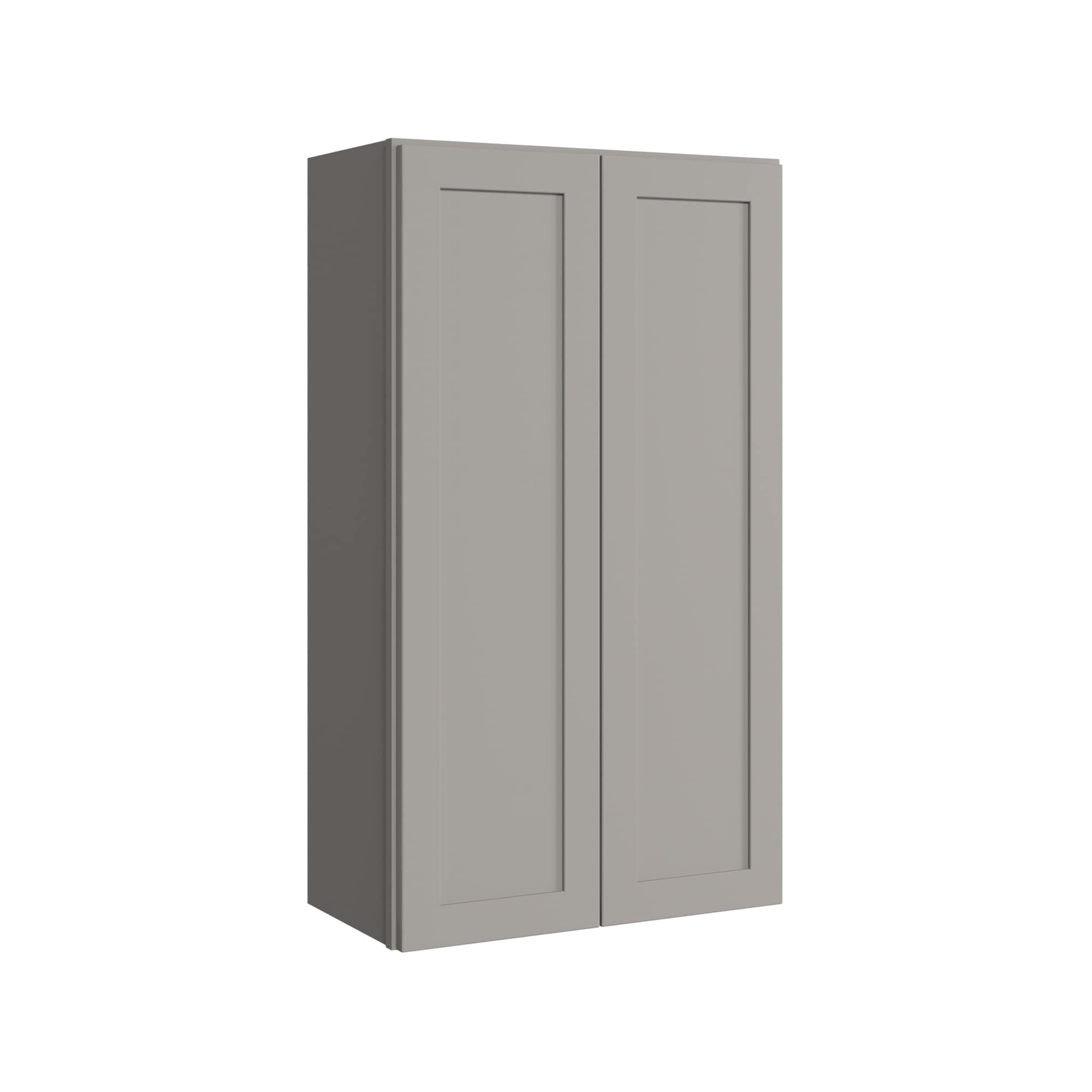 KraftMaid Momentum W2442G81 Deveron 24-in W x 42-in H x 12-in D Pebble Grey Wall Fully assembled Plywood Cabinet (Recessed Panel Shaker)