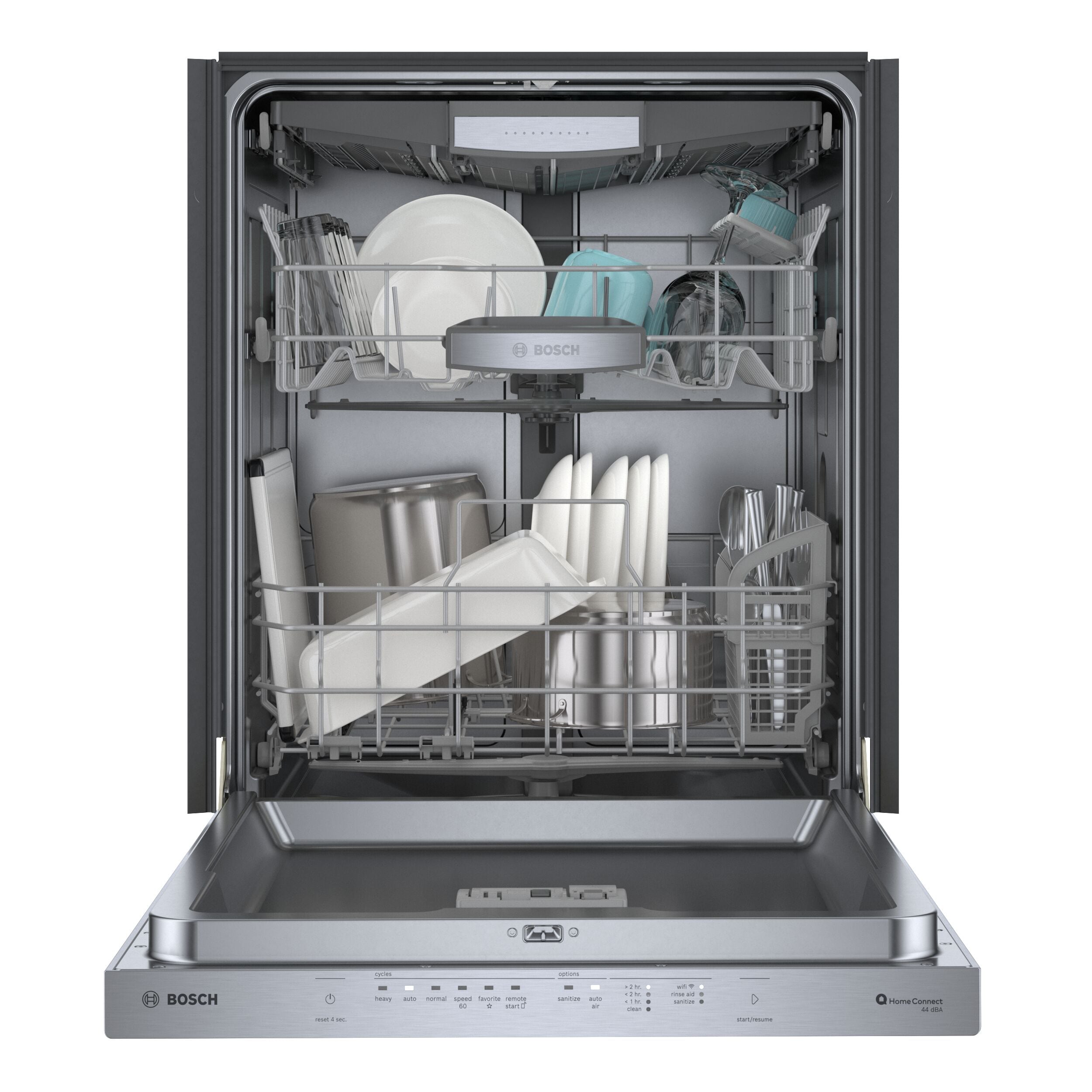 Bosch 500 Series Top Control in Third Built-In the at Rack department (Stainless 24-in Built-In Dishwasher Steel) ENERGY Smart With STAR, 44-dBA Dishwashers