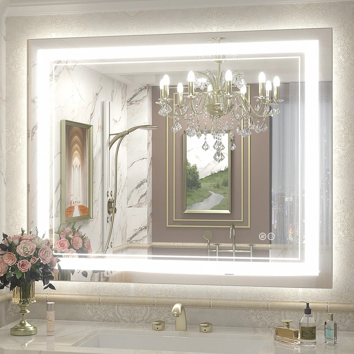 Blisstyle PREMIUM Polished Frameless Rectangle Dimmable LED Lighted Fog Free Bathroom Vanity Mirror