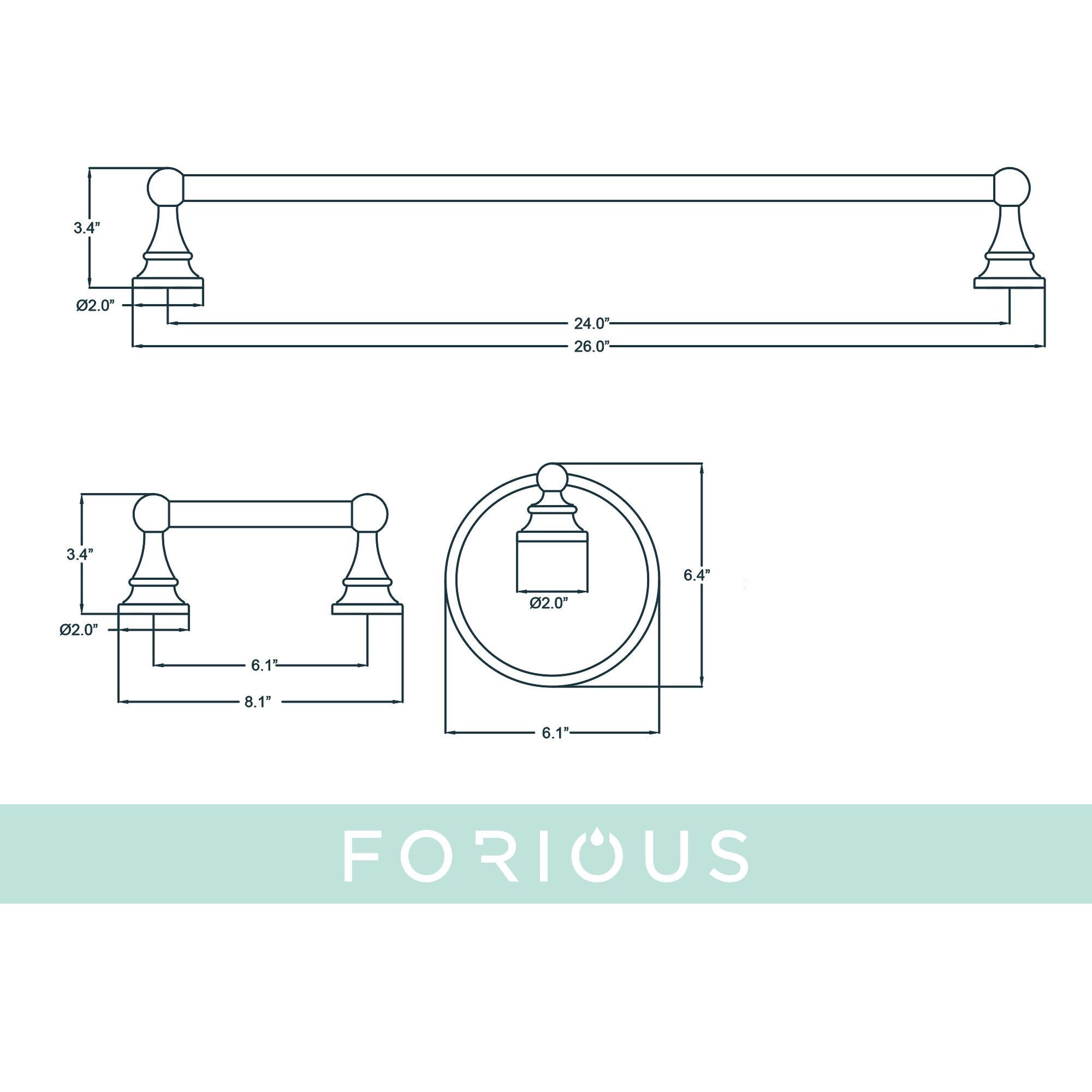 FORIOUS LL19108BN3A Decorative-Bath-Hardware-Kits - View #5