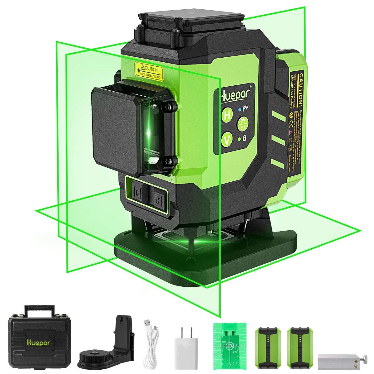 Huepar Laser Level Multi-line - Four Vertical and One Horizontal Cross  Lines Laser With Plumb Dot, Green Beam Alignment Self-leveling Laser Tool,  360°Rotating Base & Hard Carrying Case Included NT411G 
