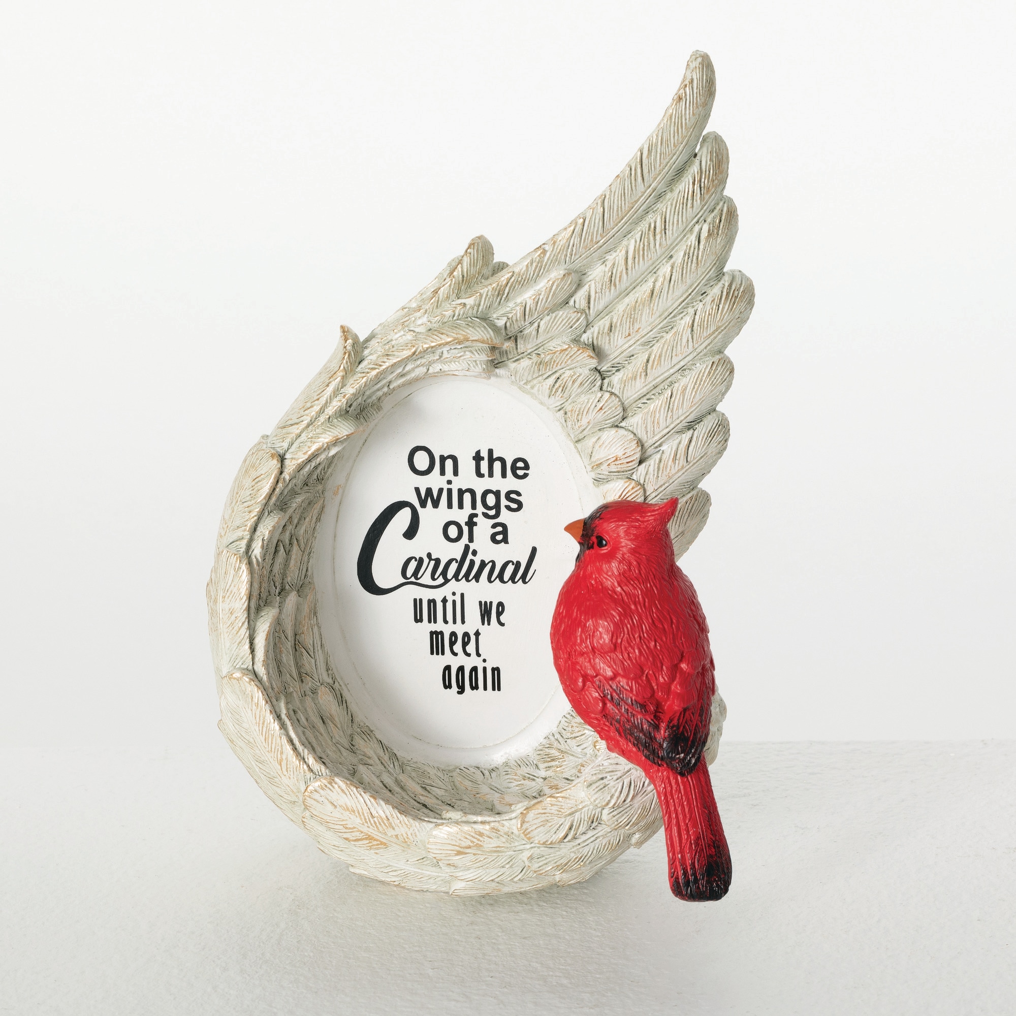 Gray and Red Resin Cardinal Wing Memorial Figurine, 6.5"
