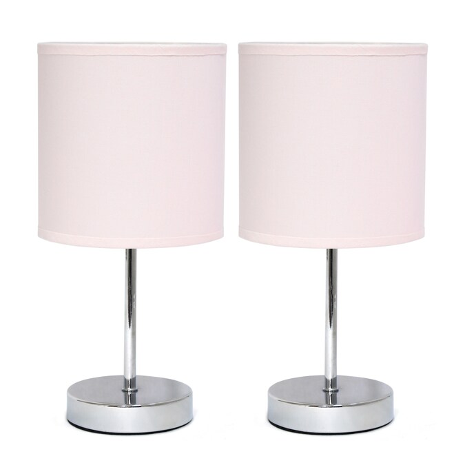 Chrome Mini Basic Table Lamp, Blush Pink Lamp Shade