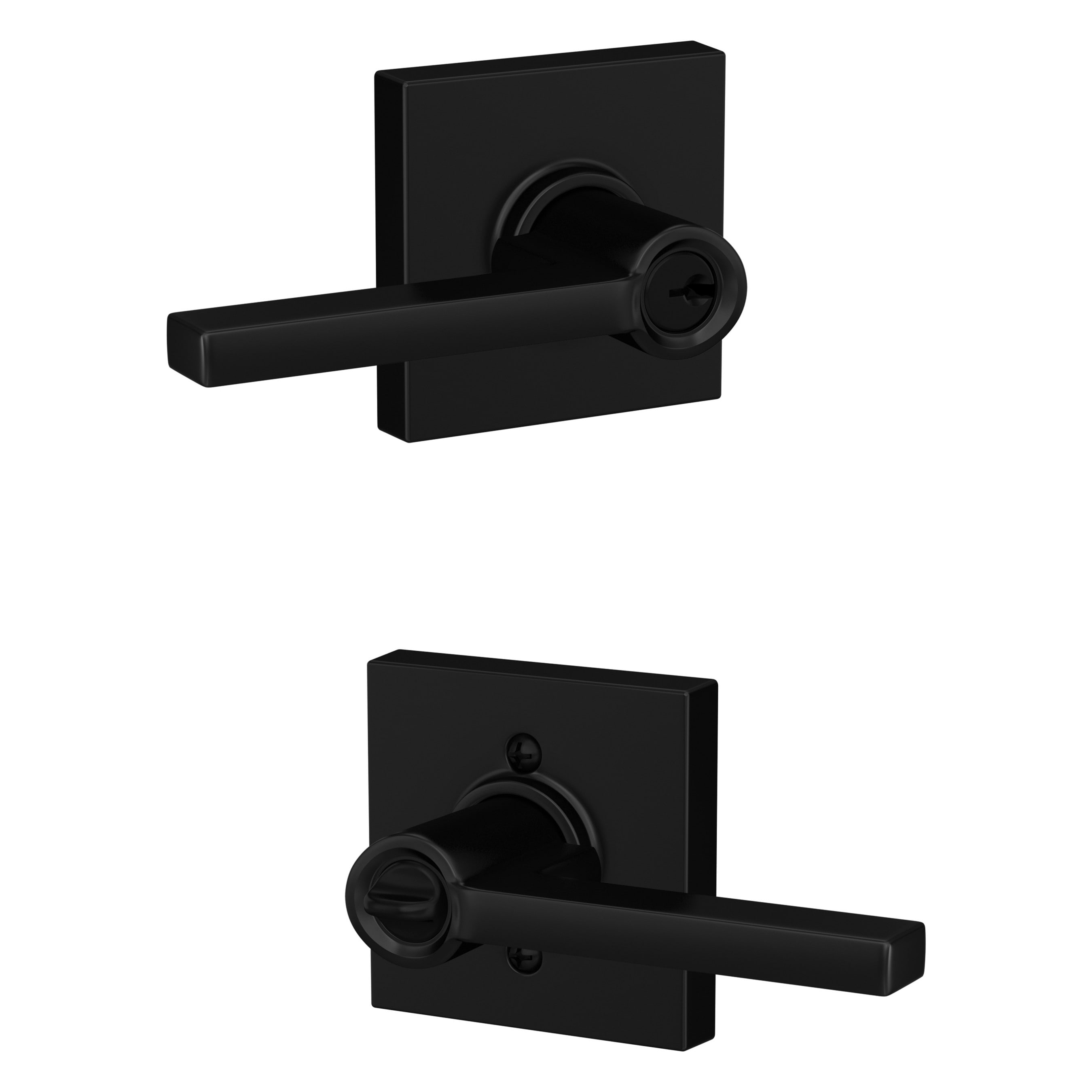 Schlage Latitude Collins Matte Black Universal Exterior Keyed Entry Door Handle F51a Lat 622 0442