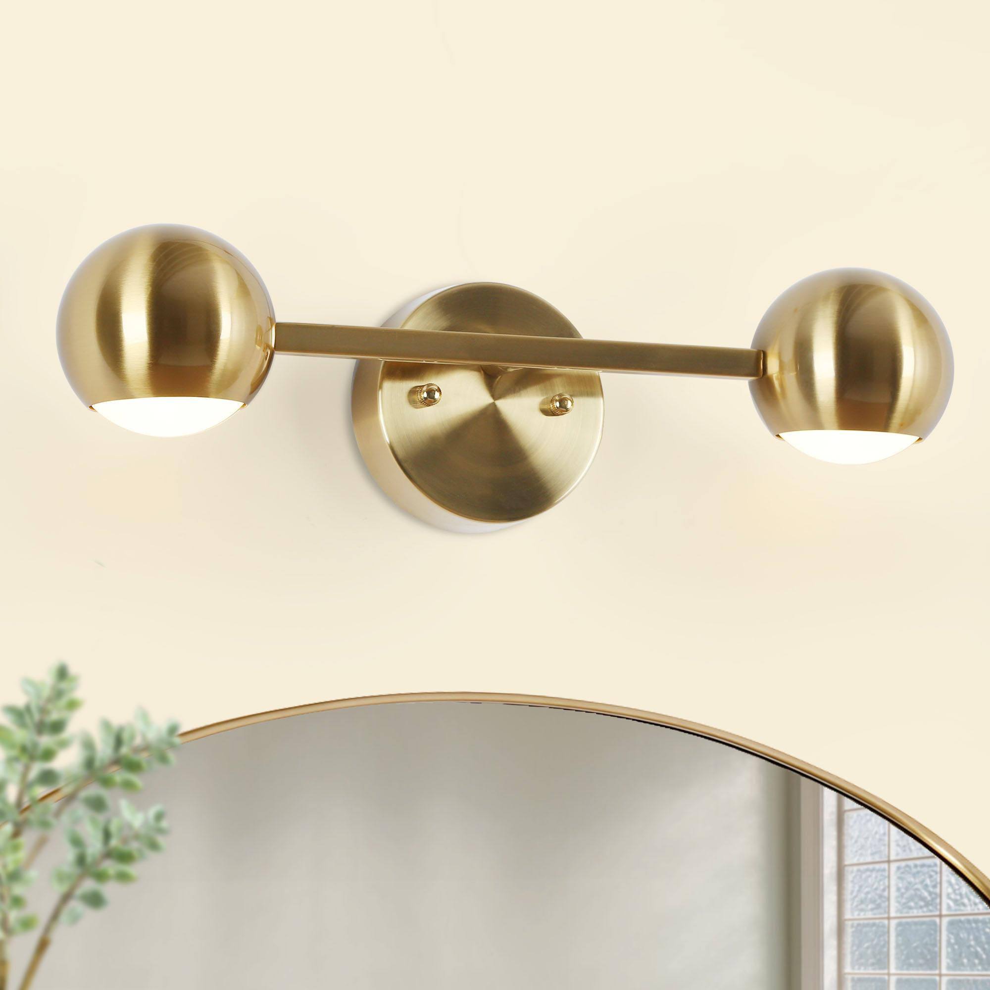 ZEVNI L36BRYVMW4440S37 Kerr 17.5-in 2 -Light Polished Gold Integrated LED Transitional Vanity light