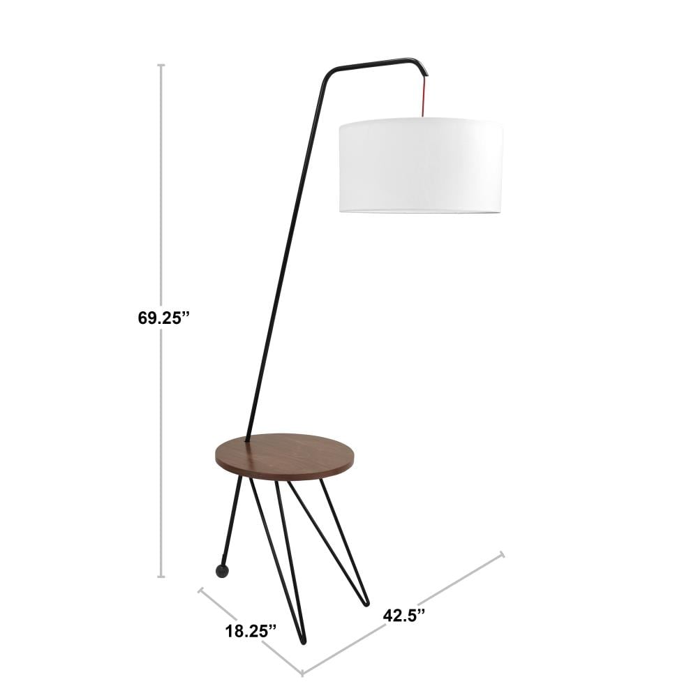 Walnut White Shaded Floor Lamp, White Floor Lamps With Table Attached