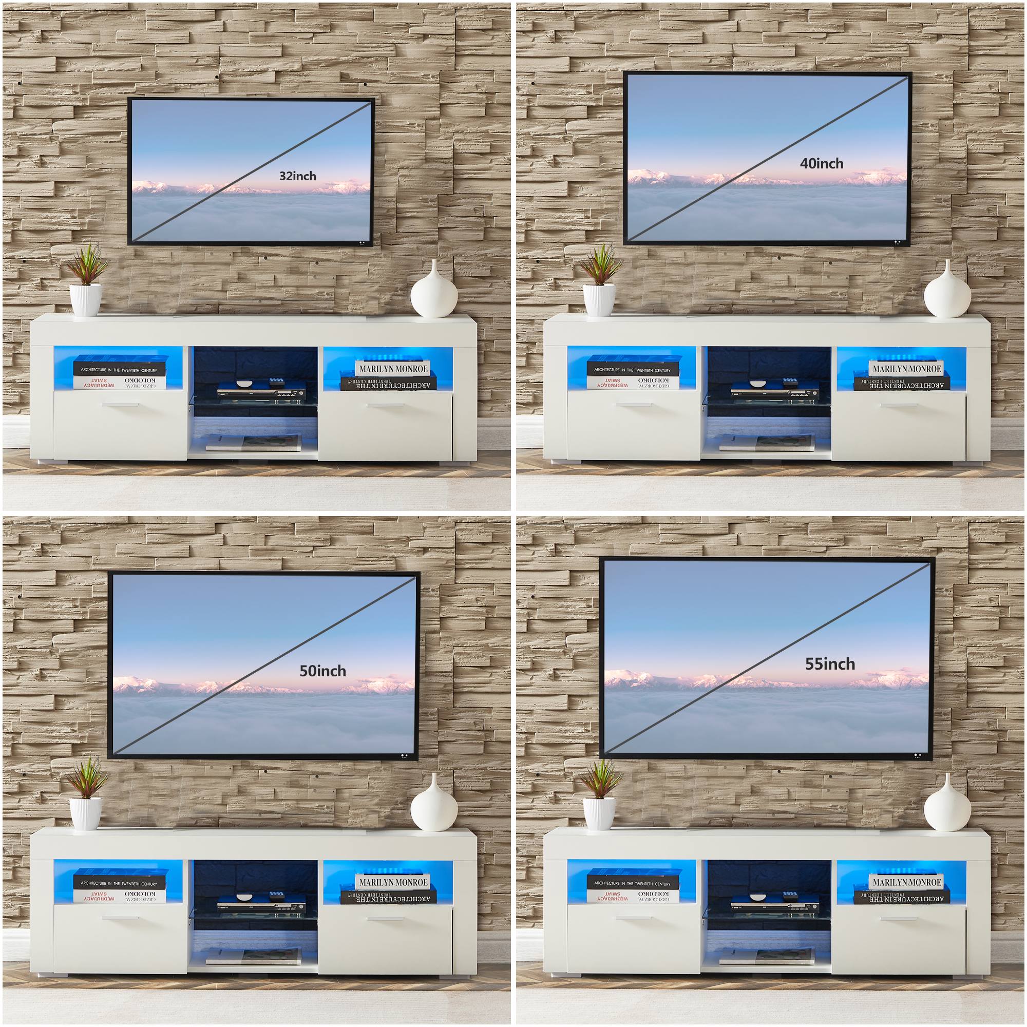 Yiekholo Modern/Contemporary White Tv Cabinet (Accommodates TVs up to  55-in) in the TV Stands department at