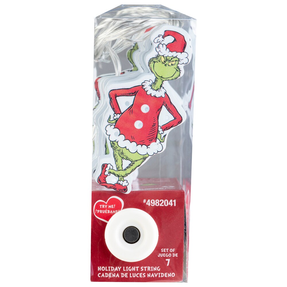 Grinch 7Count 3ft White LED Batteryoperated Indoor Christmas String