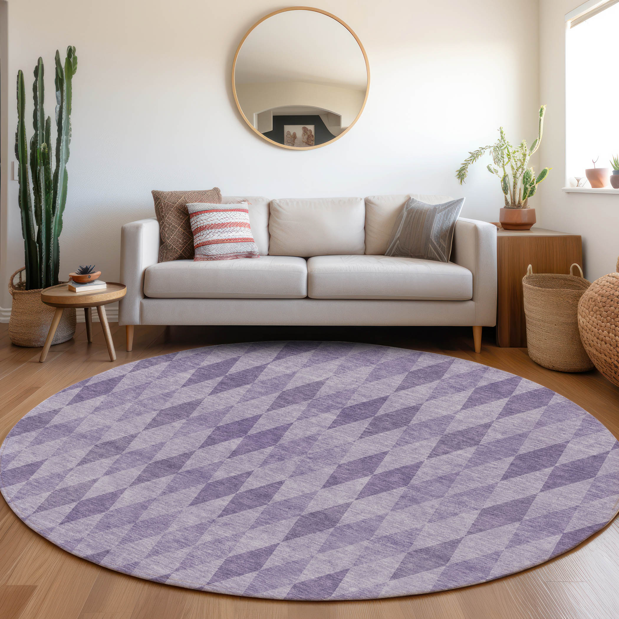Addison Rugs ACN561PP8RO Chantille ACN561PP 8 x 8 (ft) Polyester Purple Round Indoor/Outdoor Geometric Mid-Century Modern Machine washable Area rug