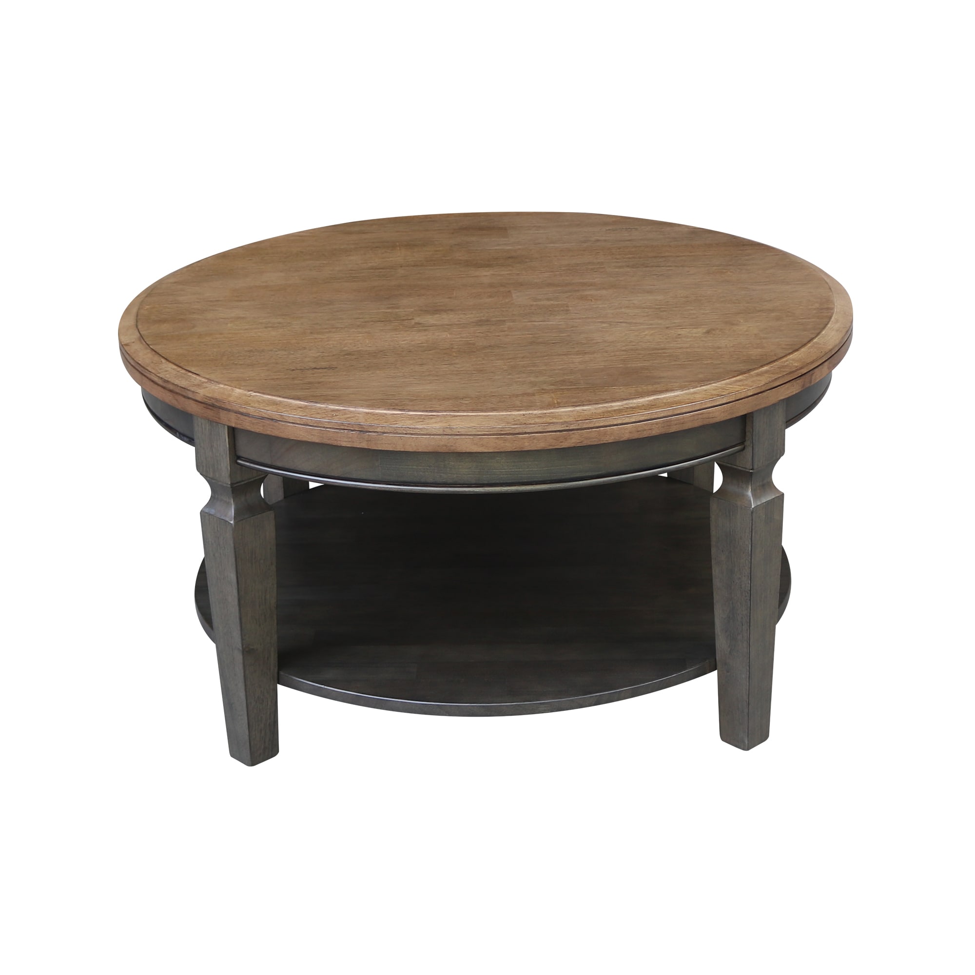 Vista Round Hickory and Washed Coal Wood Coffee Table